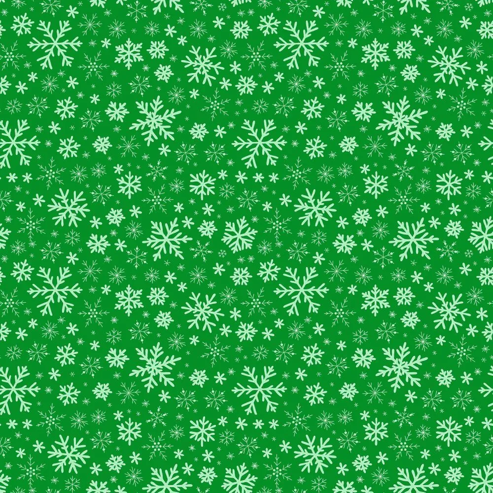 Product image for 2 Yards Christmas Snowflakes on Green Background