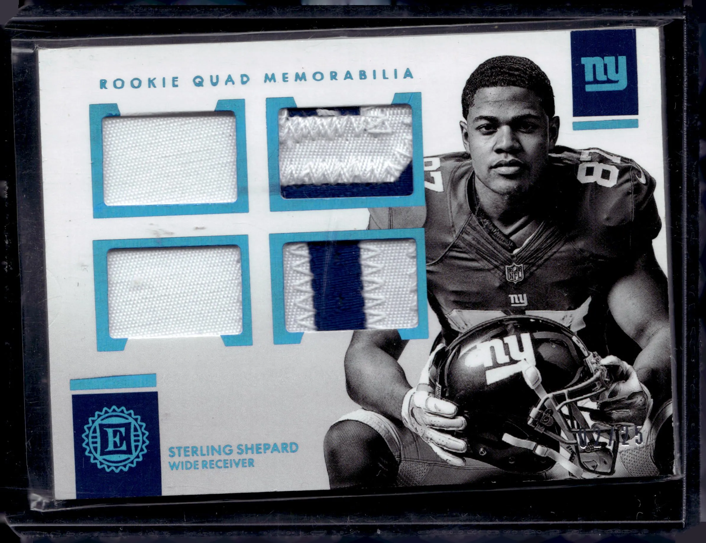 Product image for 2016 Panini Encased Rookie Quad Memorabilia Sapphire #13 Sterling Shepard /25