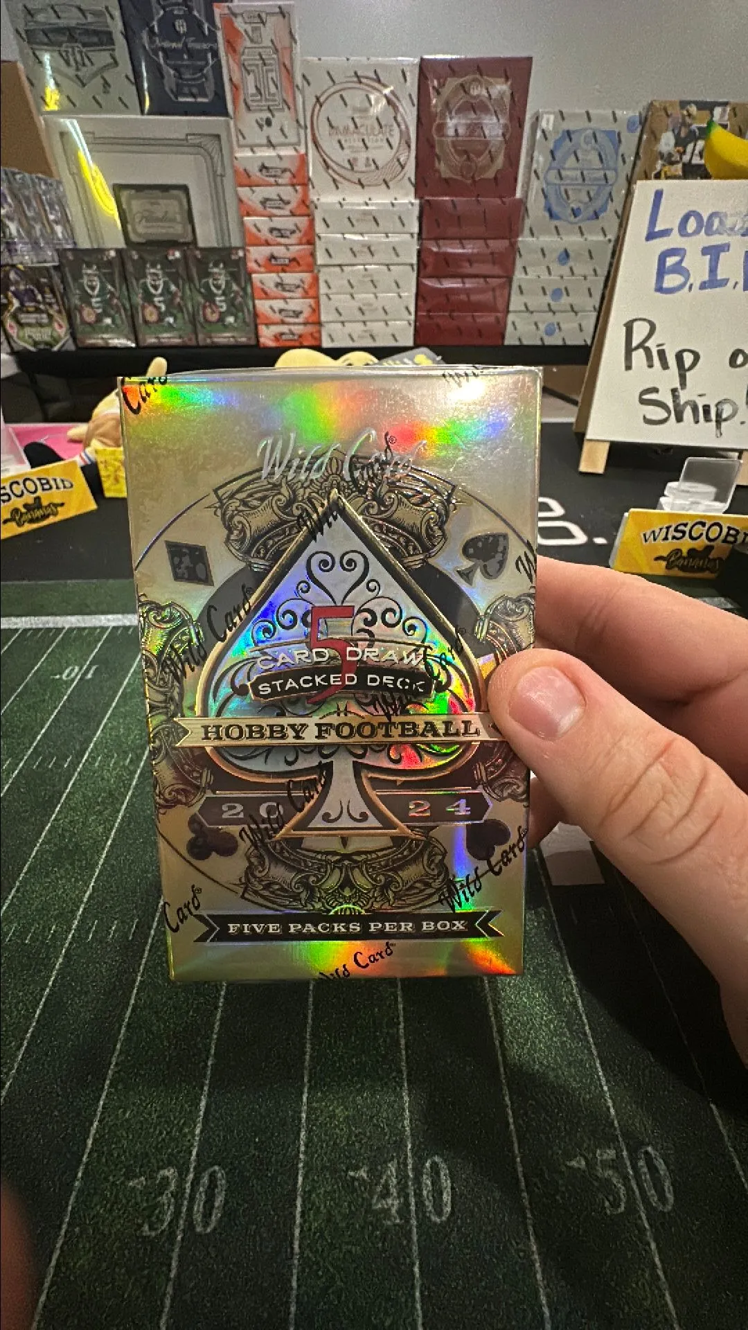 Product image for ( 1 ) 2024 WILD CARD 5 Card Draw Football Hobby Box Sealed