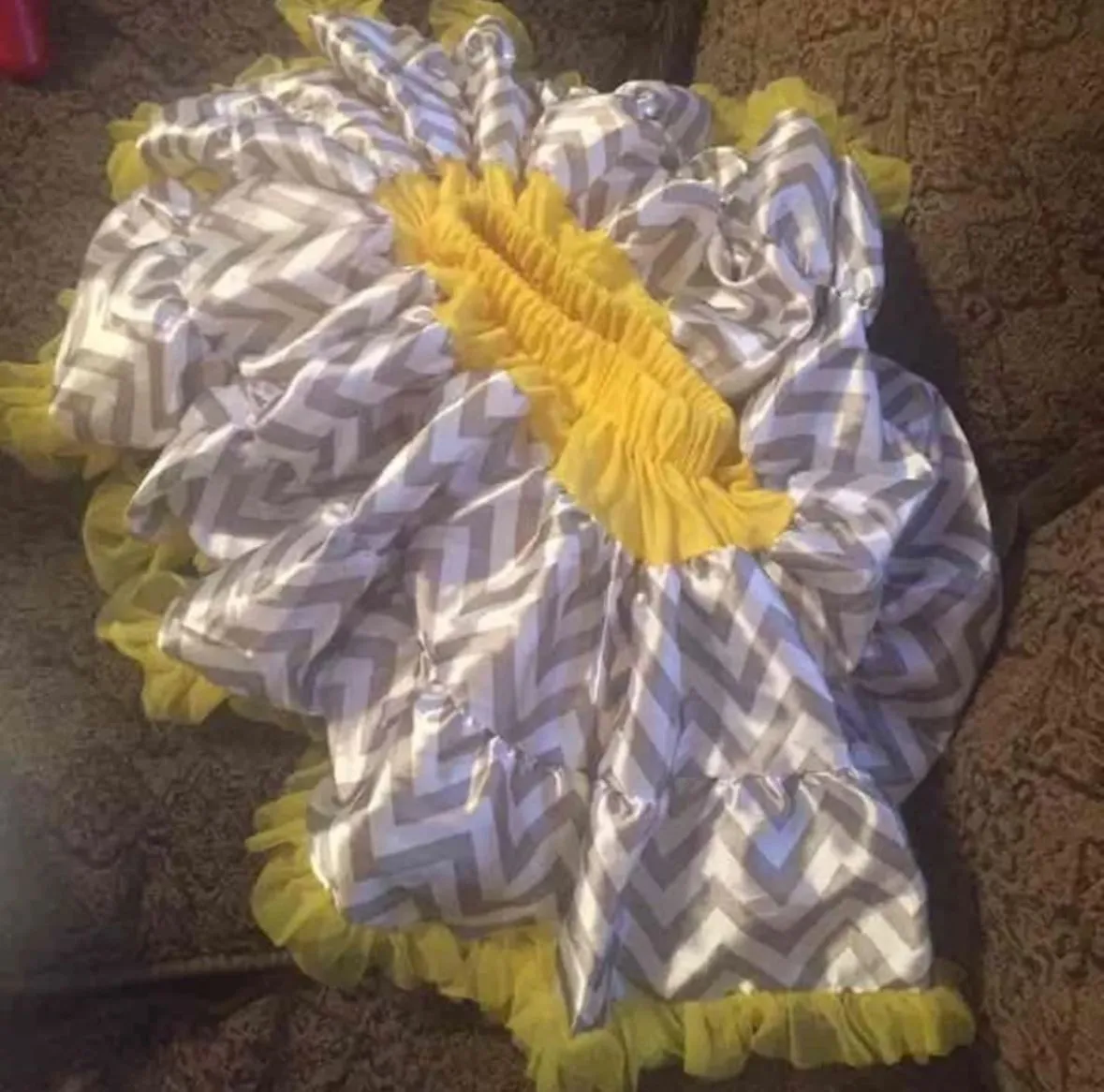 Product image for Chic TUTU Couture gray chevron and yellow - perfect condition TUTU ruffles skirt, size fits 1-3 year