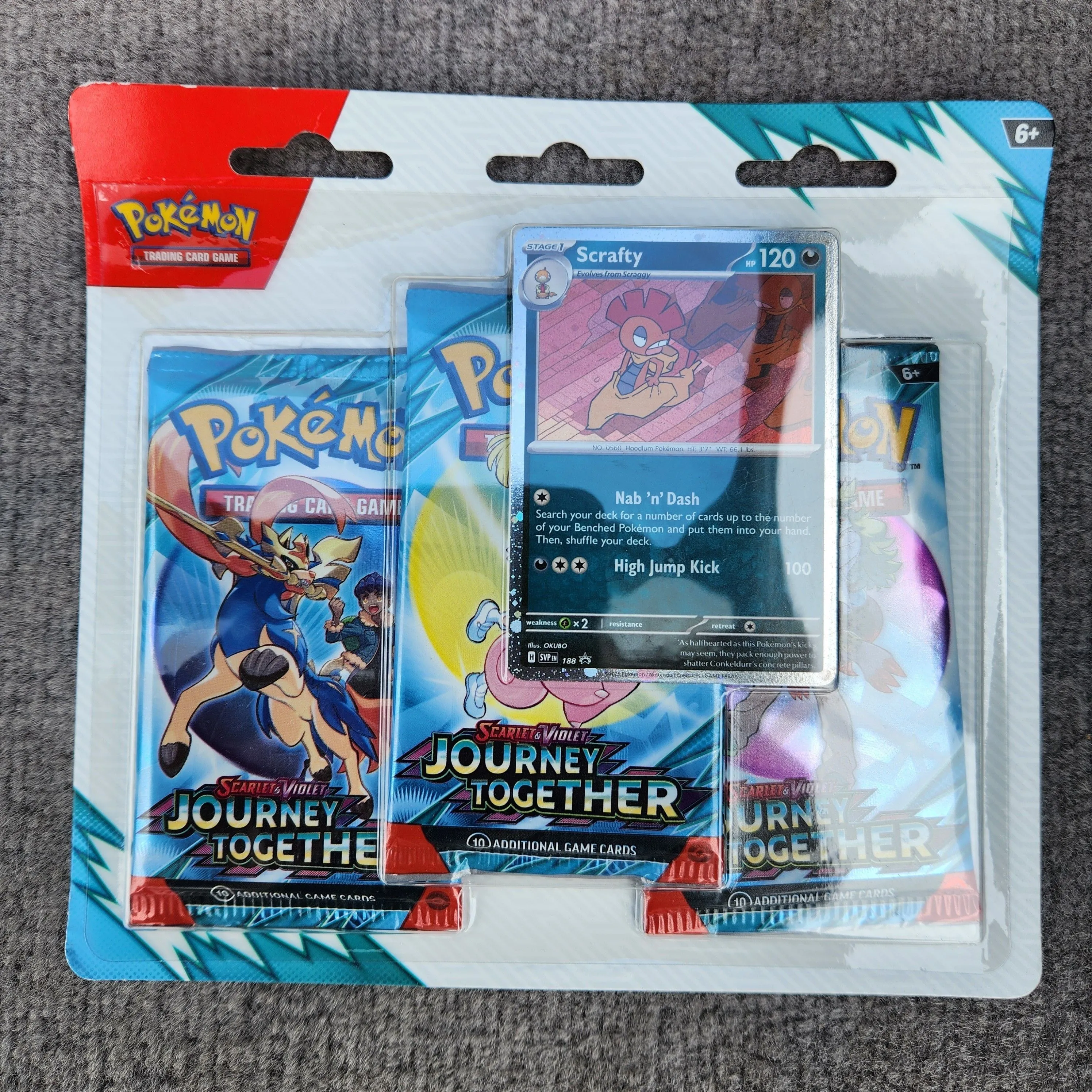 Product image for Pokemon Journey Together 3 Pack Blister [Scrafty]