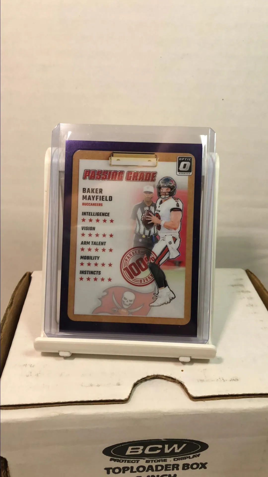 Product image for Baker Mayfield 2024 Optic Passing Grade Purple /25