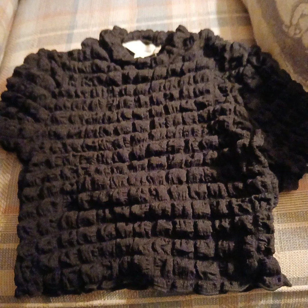 Product image for cute small stretchy black top with square printing, in style