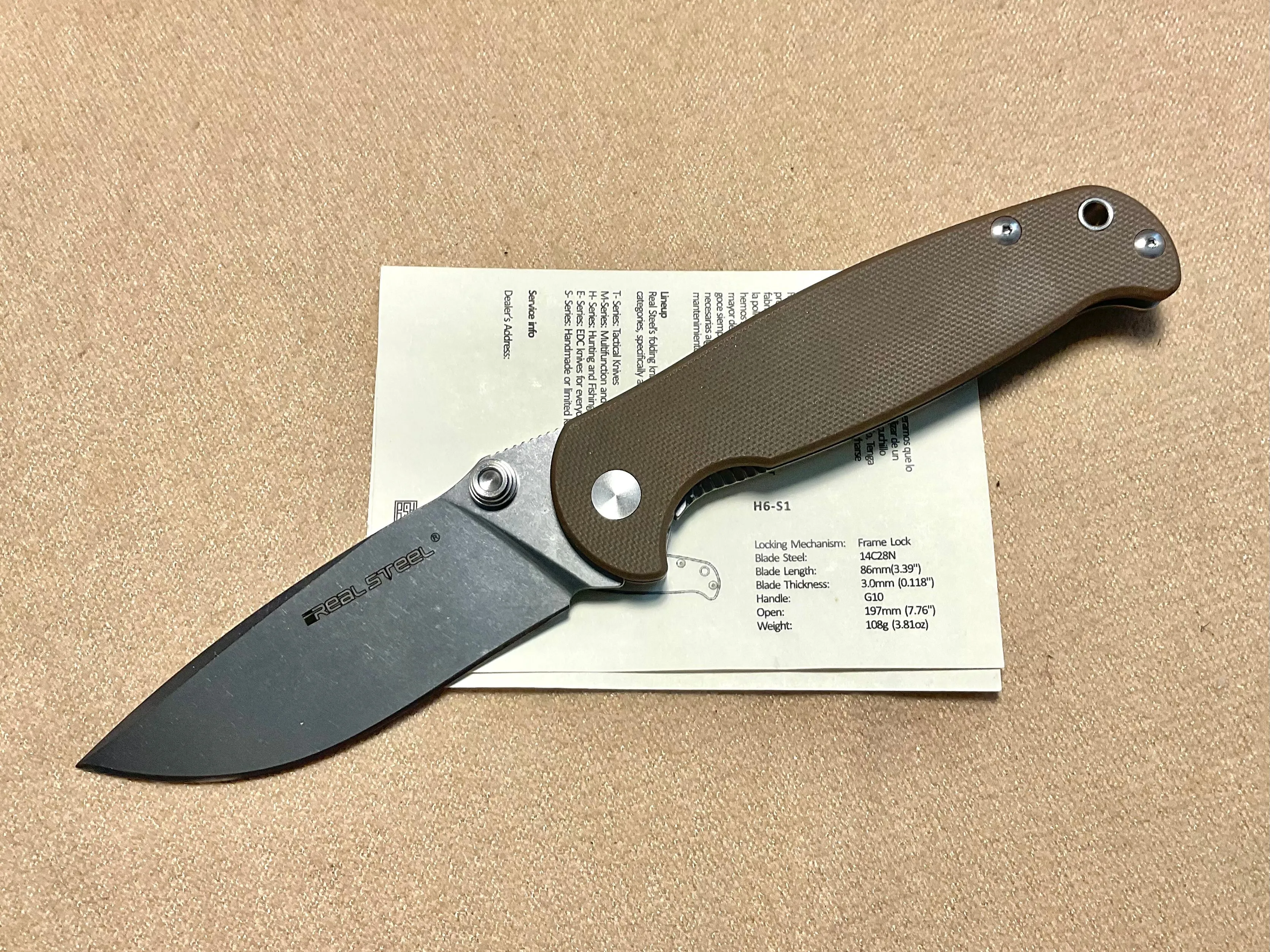 Product image for Real Steel Knives H6-S1 Brown  #7773