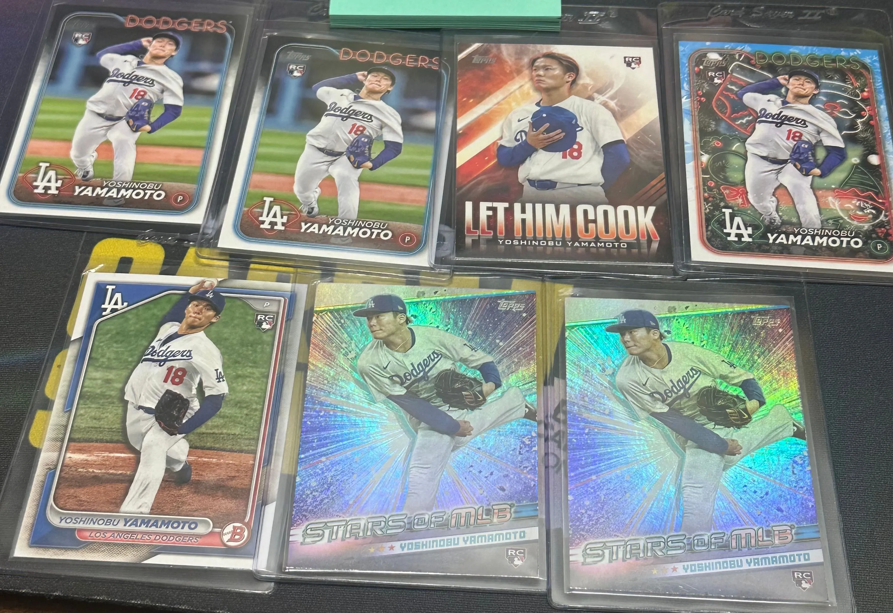 Product image for YOSHINOBU YAMAMOTO 7 CARD ROOKIE LOT Los Angeles Dodgers