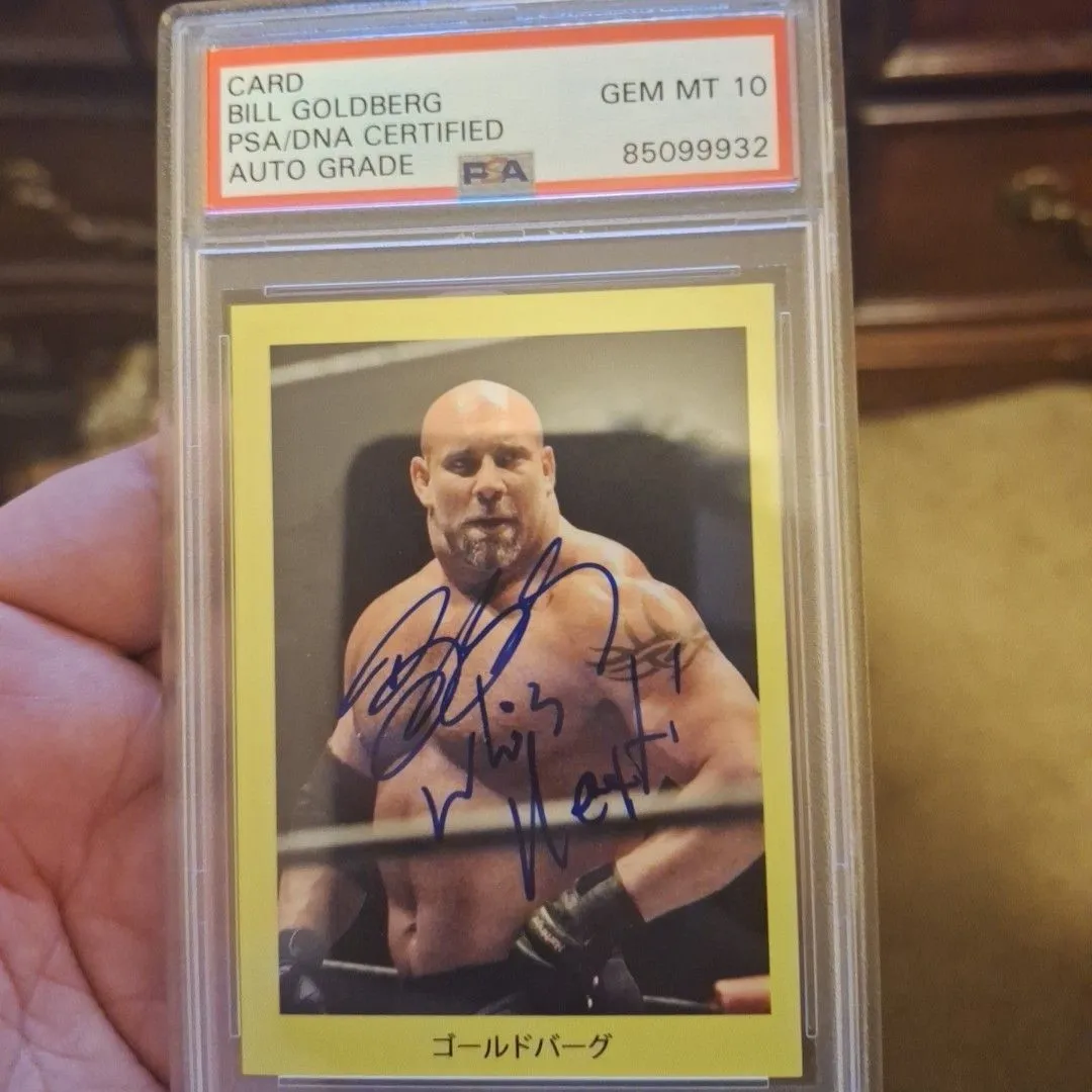 Product image for goldberg rookie trivia card wwf signed whos next psa 10