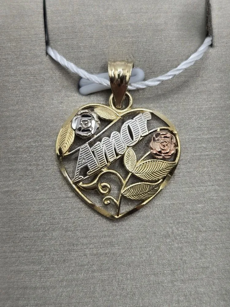 Product image for 14K Tri-tone Heart Amor Pendant 