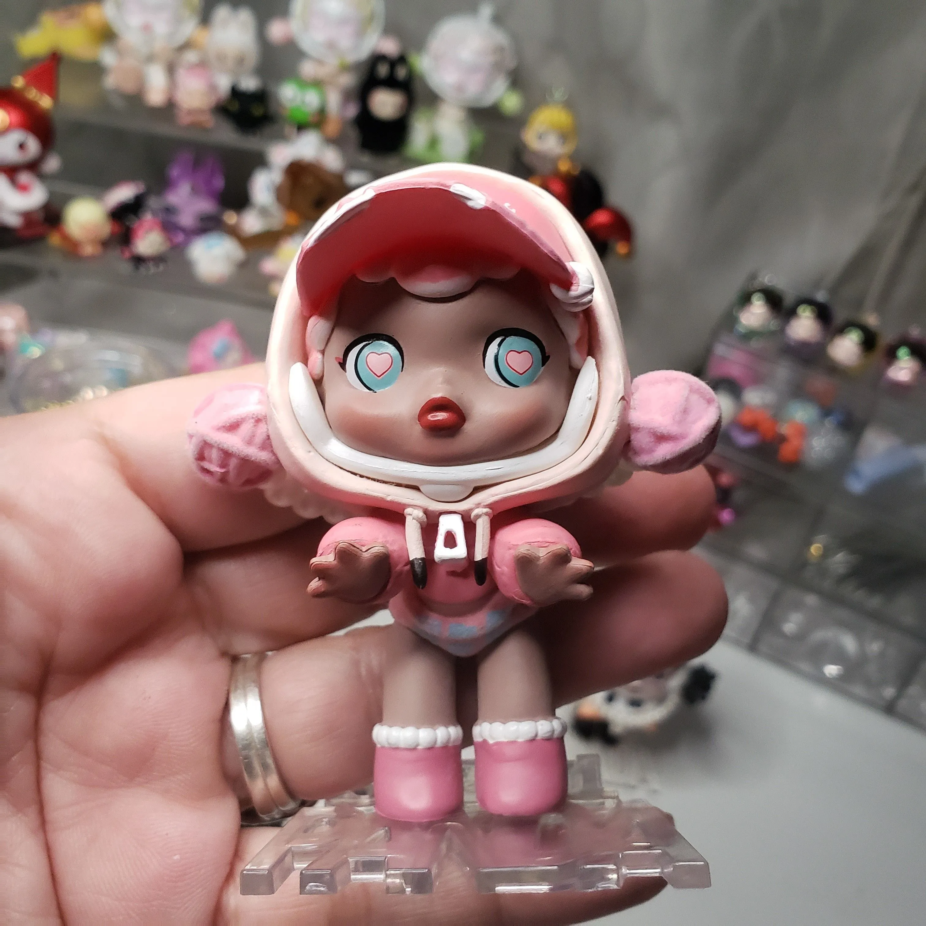 Product image for Skull Panda Popmart Collectible Figurine. Hype Panda Series Pink Girl
