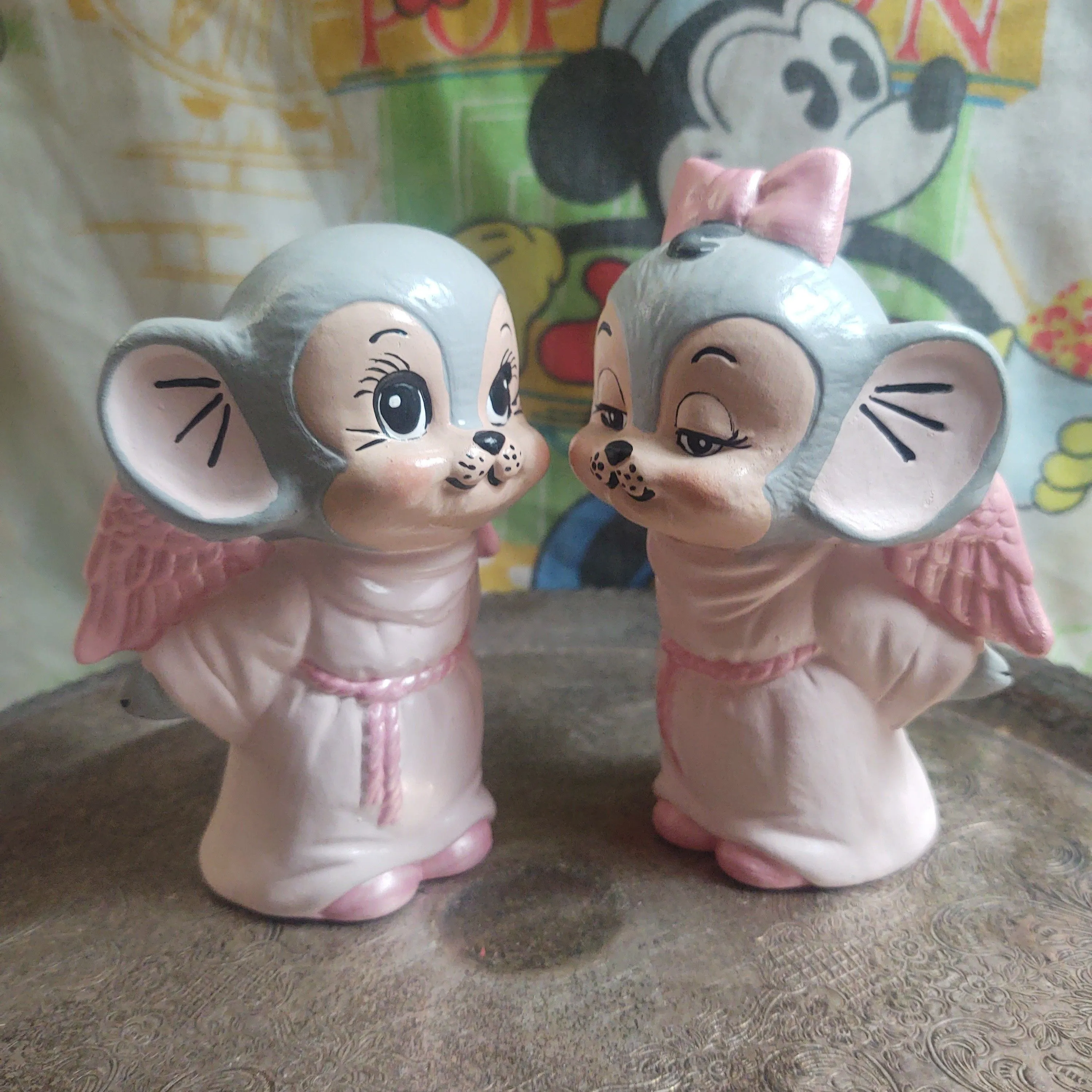 Product image for Pink Kissing Mice Angel Pair