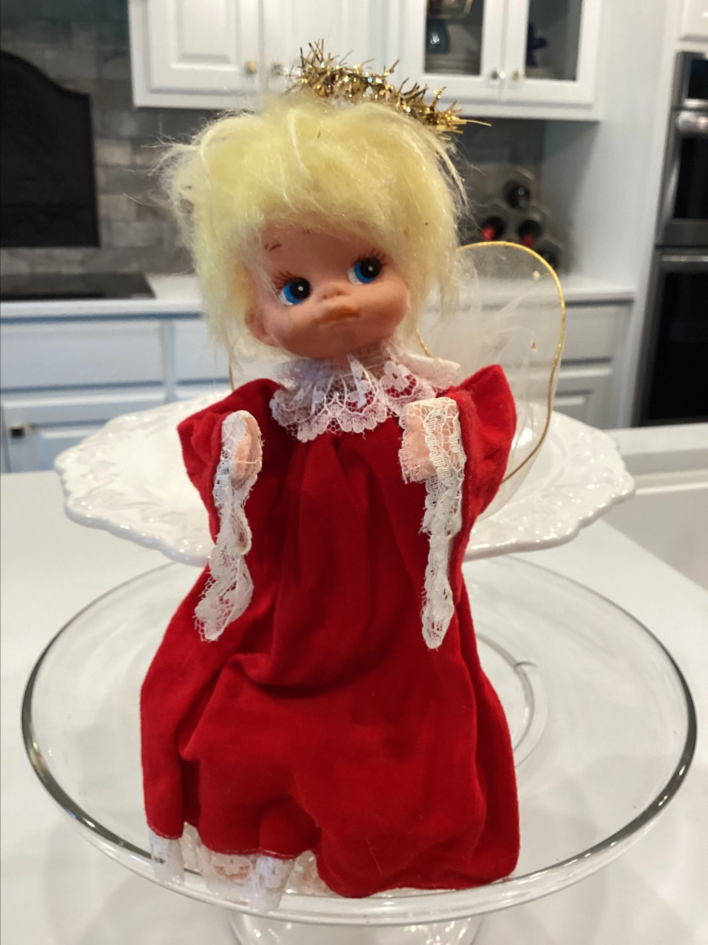 Product image for C10.  Vintage red velvet bendable angel