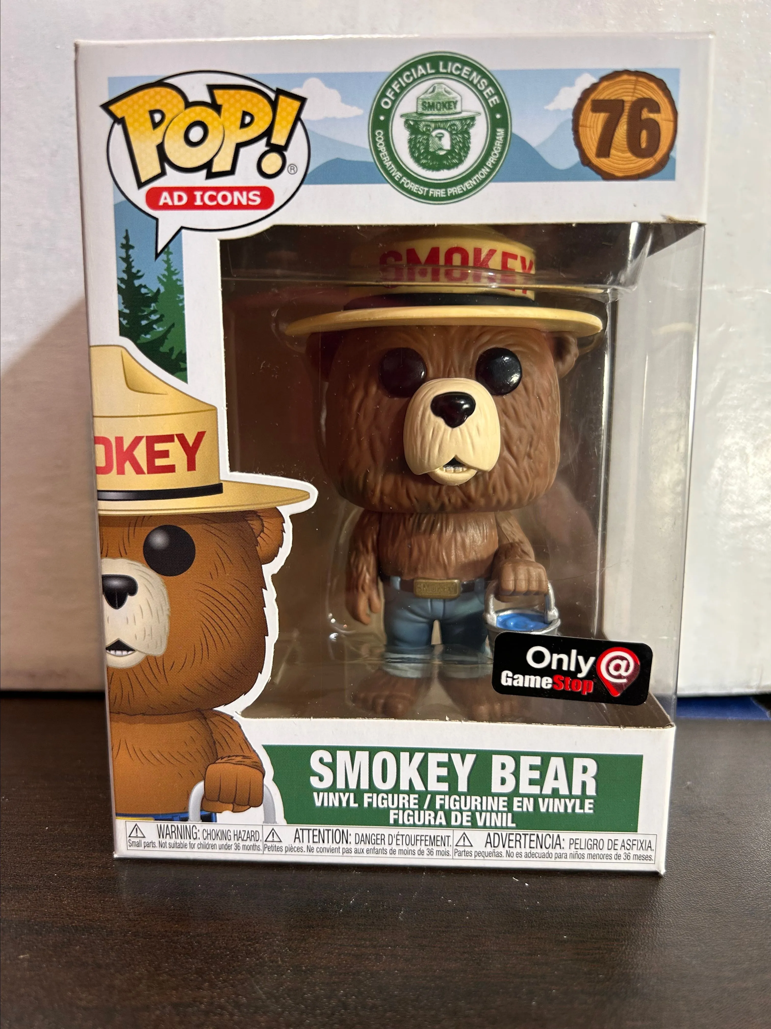 Product image for Smokey Bear GameStop Excl Ad Icons Vaulted Funko Pop 76 With Protector