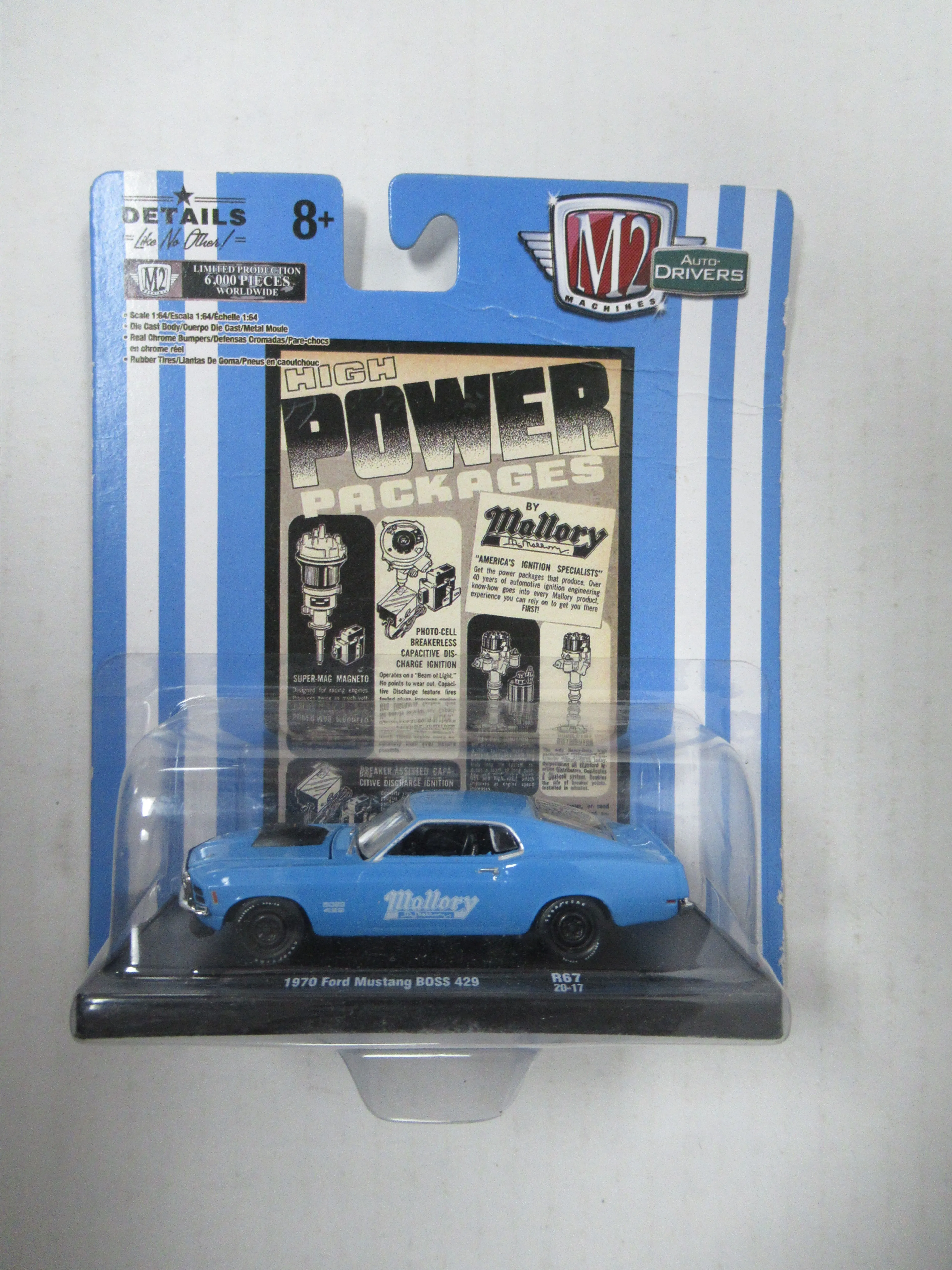Product image for M2 Machines Blue 1970 Ford Mustang BOSS 429 Mallory 