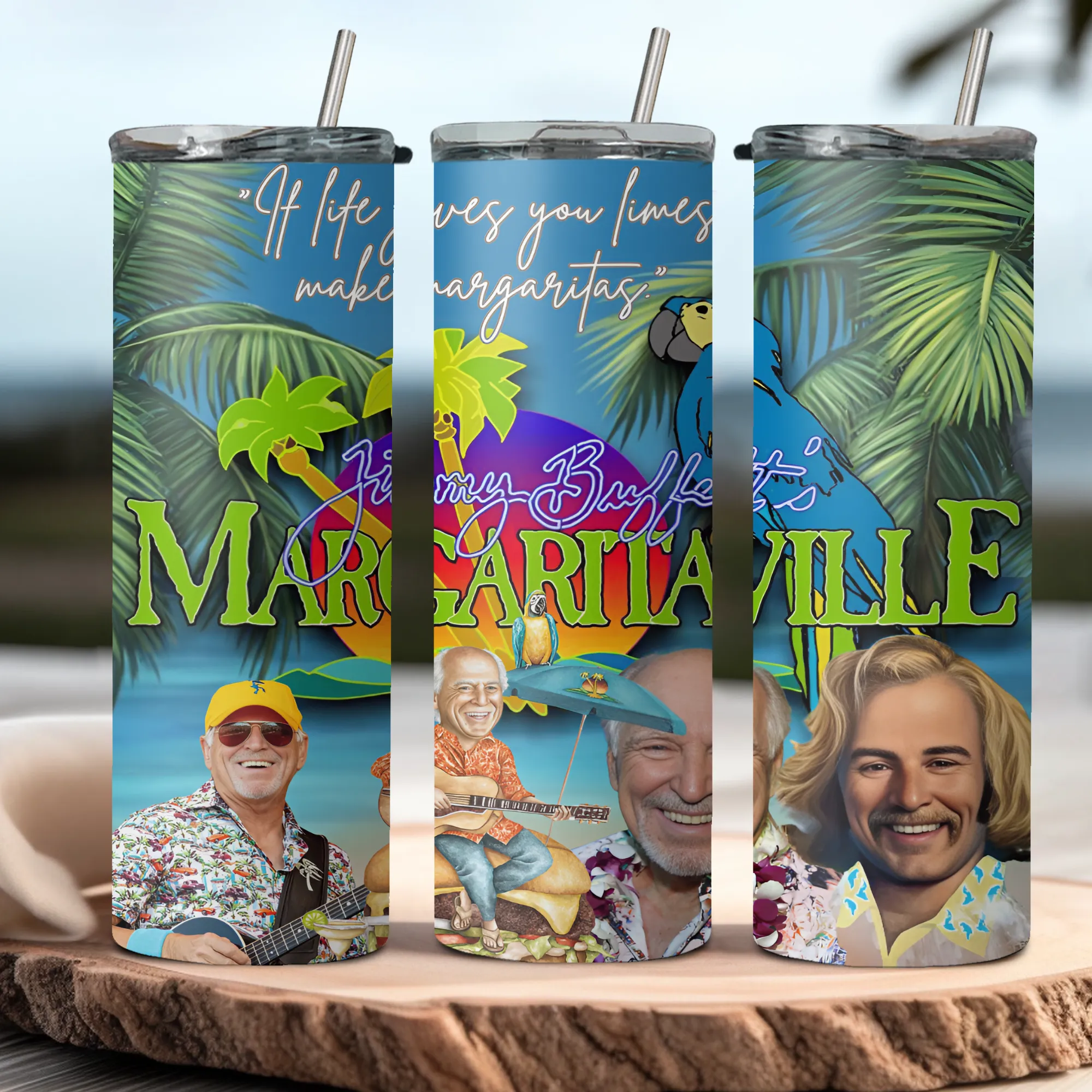 Product image for Jimmy Buffet, Margaritaville 20oz stainless steel tumbler with lid and straw