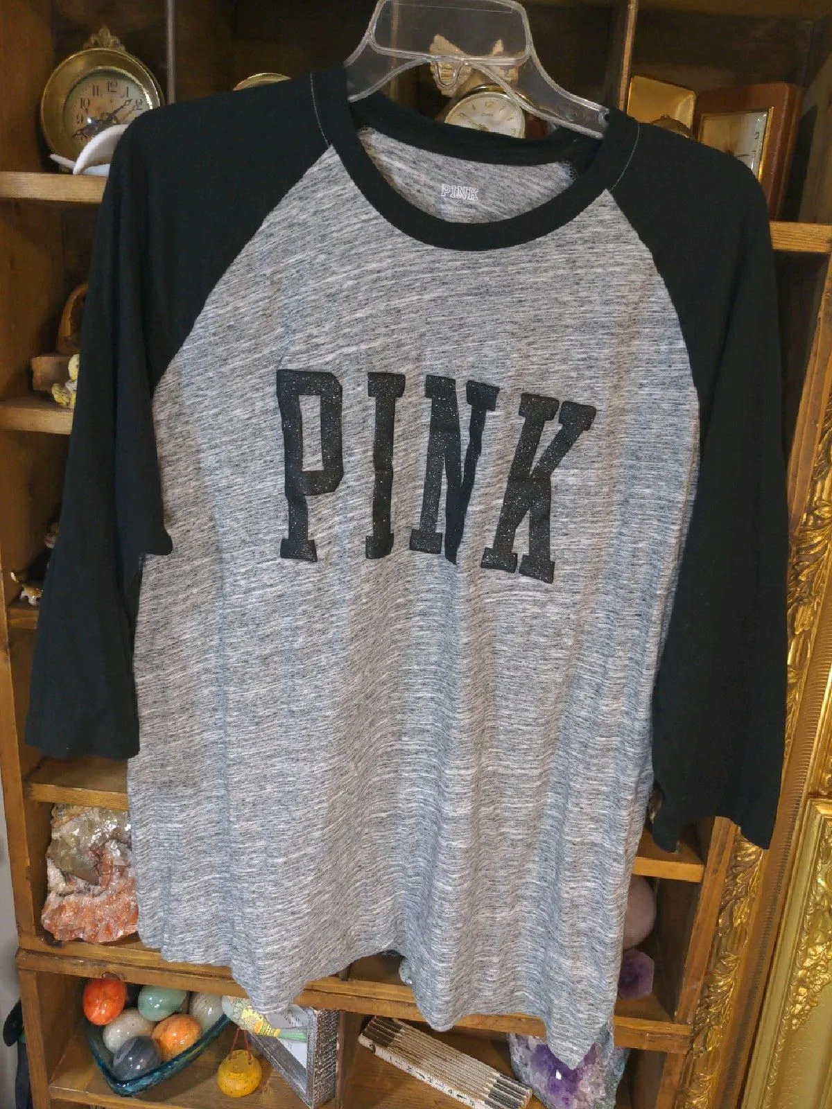 Product image for XL Victoria's Secret Womens Shirt Top PINK LogoT-shirt black white gray Regular  Used