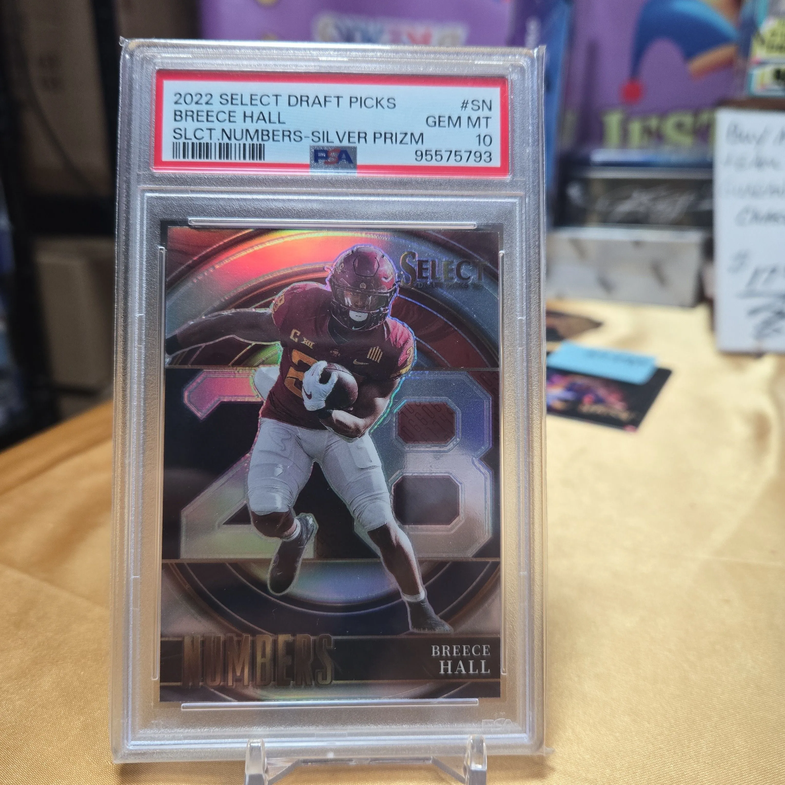 Product image for 2022 Panini Select Draft Picks Select Numbers Breece Hall SN Slct.Numbers-Silver Prizm PSA GEM MT 10