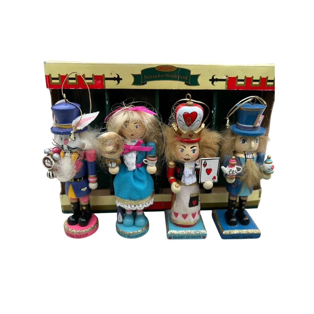 Product image for Alice in Wonderland Nutcrackers, Alice, Queen of Hearts, Mad Hatter,white rabbit