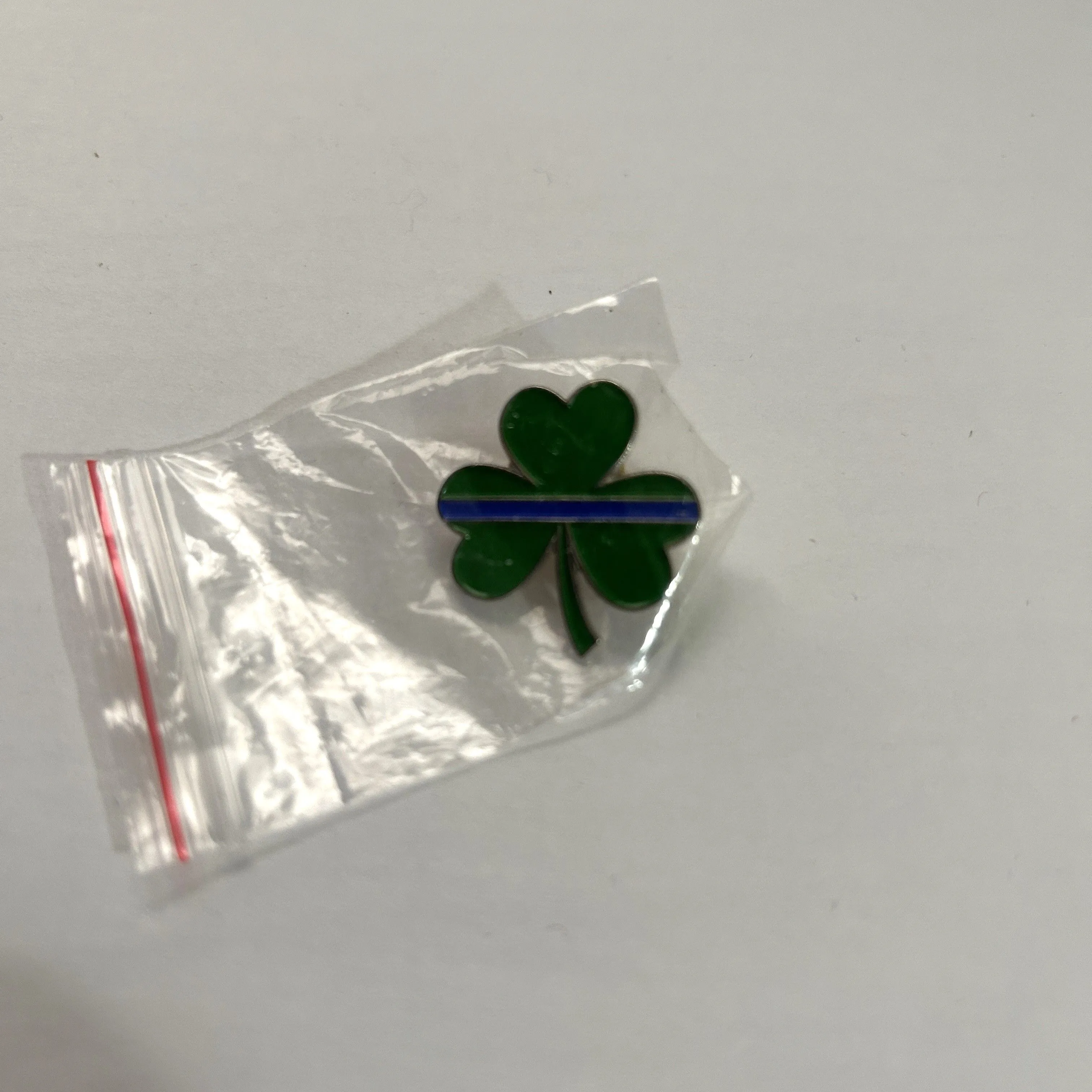Product image for Pinmart Thin Blue Line Shamrock Pin Hat Cap Police Irish Metal Backed Green
