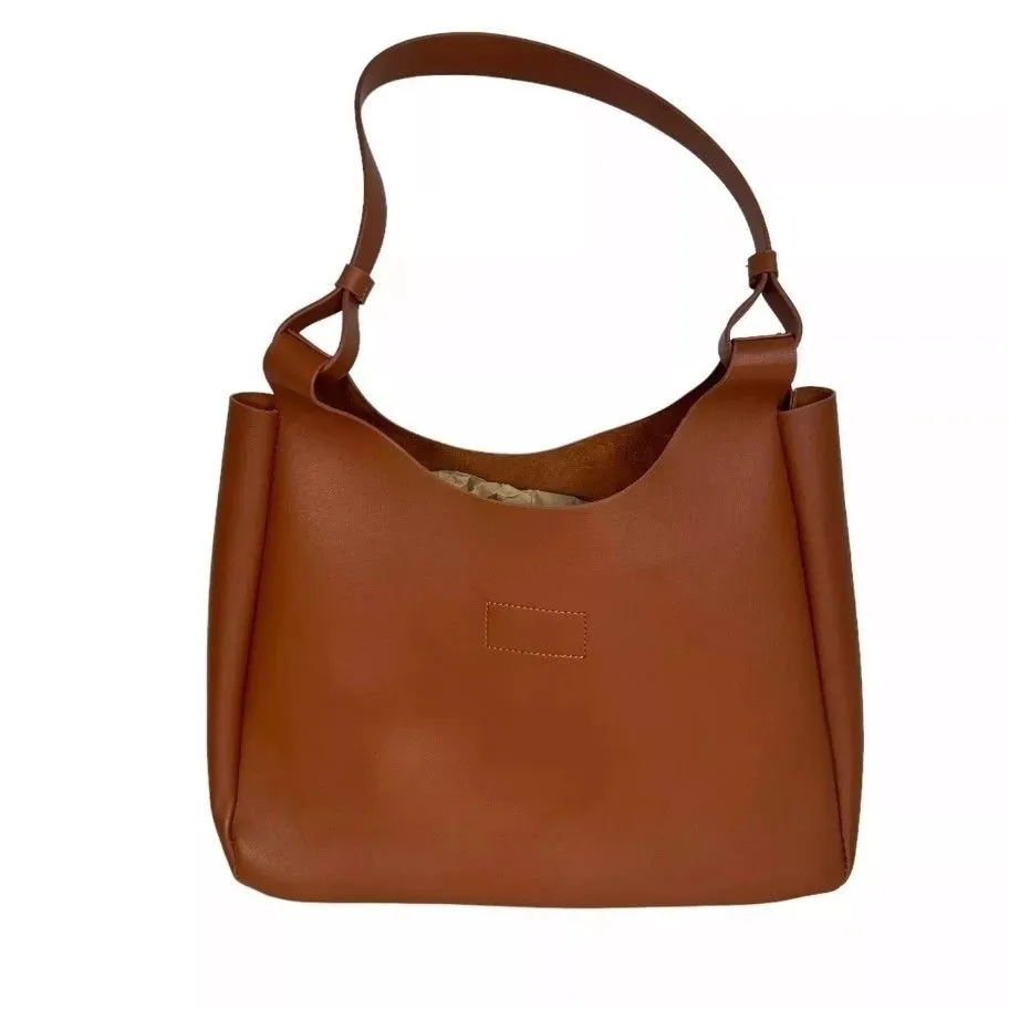 Product image for NEIMAN MARCUS Vegan Leather Tote Bag Cognac 15x11 Handles 12” Chic