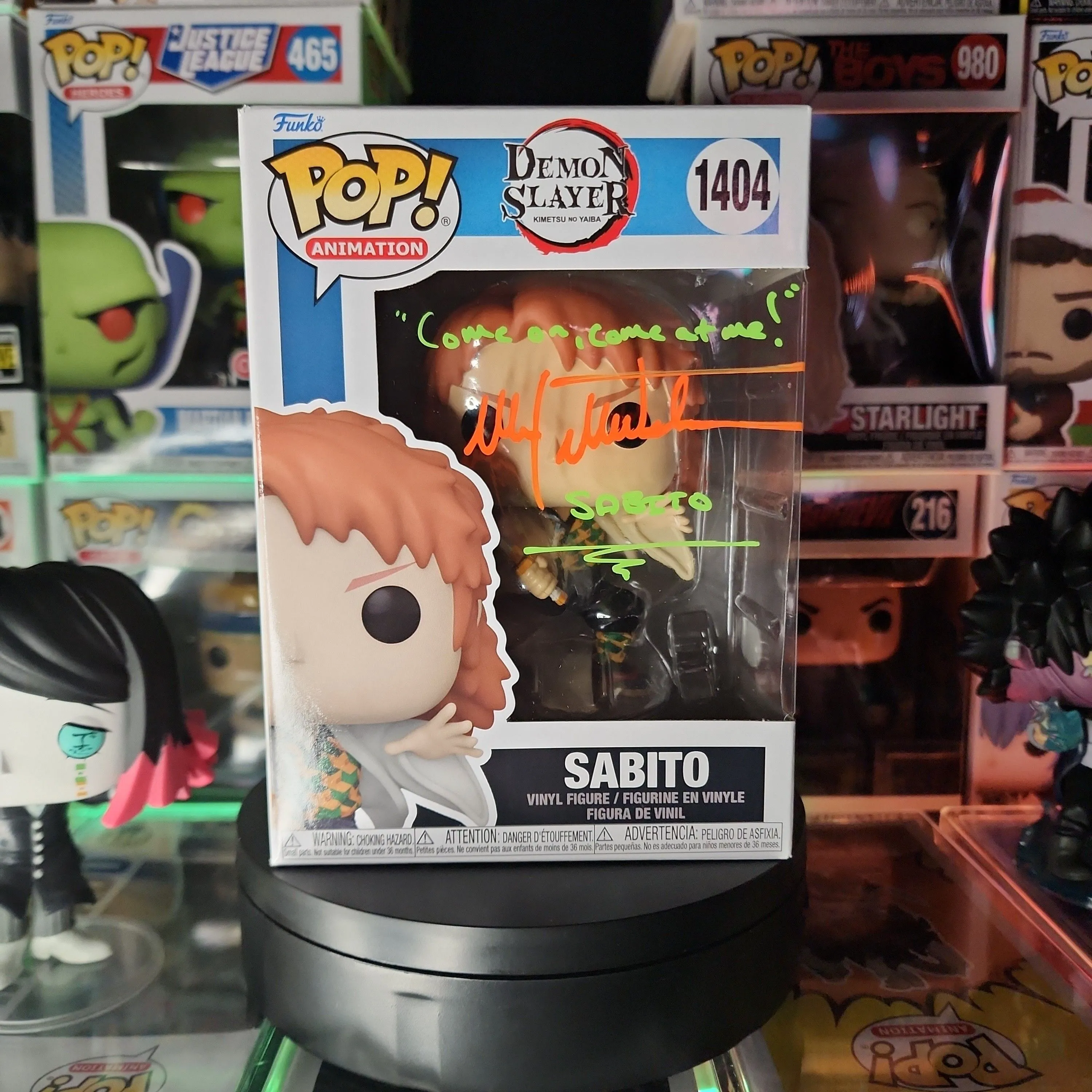 Product image for Funko POP! Demon Slayer #1404 Sabito [Auto+Quote, JSA]