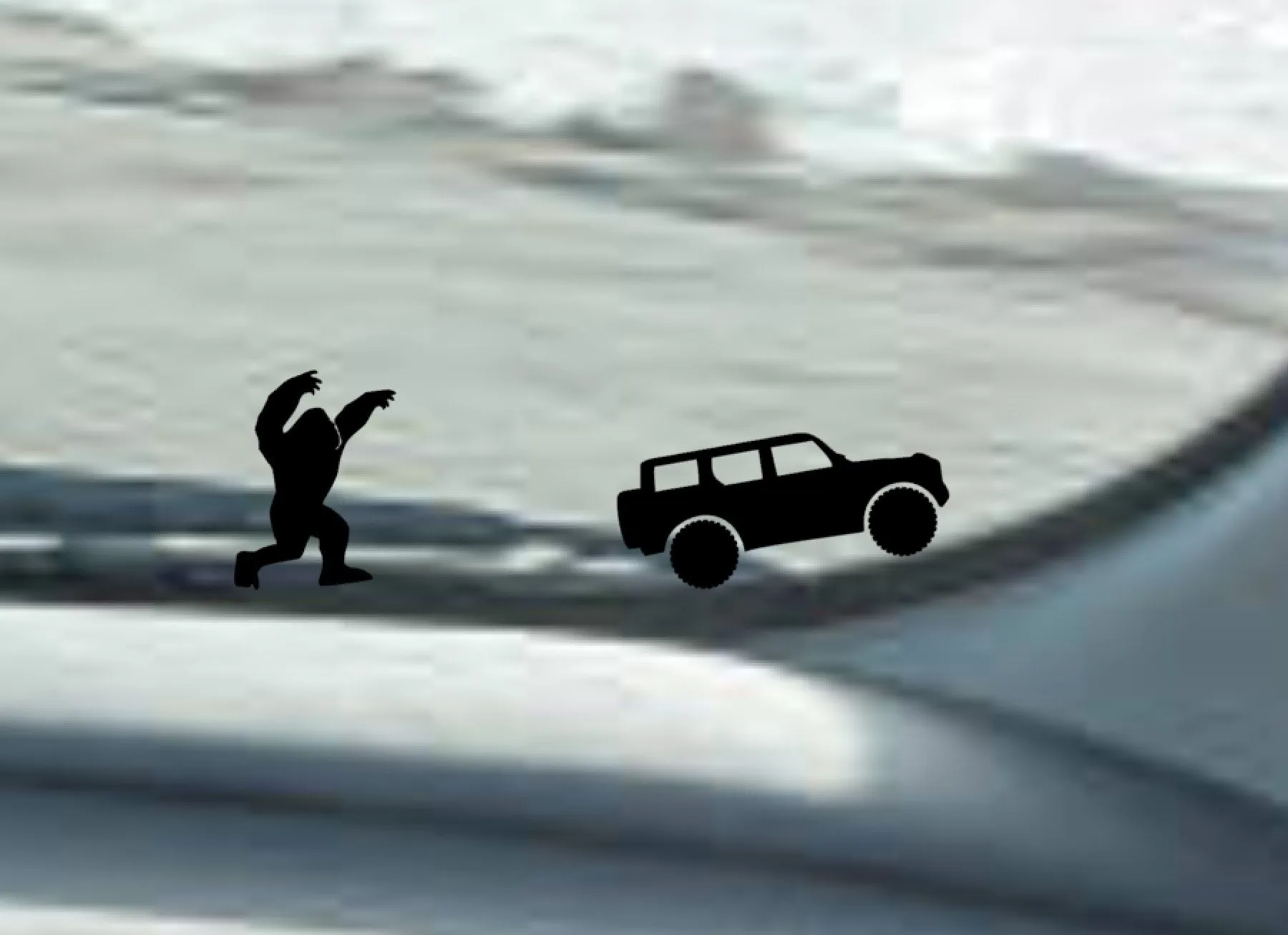 Product image for Bigfoot (Sasquatch) with 4 Door Vehicle decal - windshield Easter egg for Ford Bronco