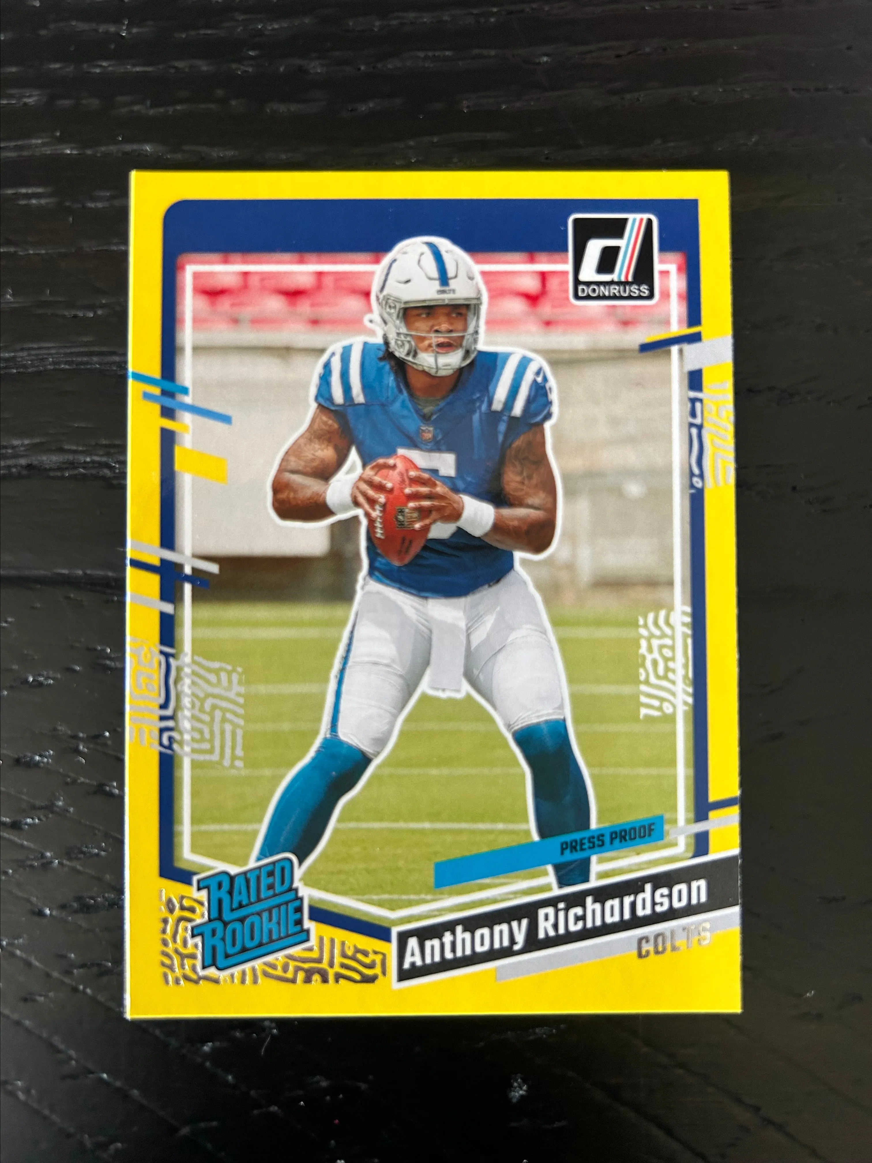Product image for 2023 ANTHONY RICHARDSON #343 DONRUS YELLOW PRESS PROOF RATED ROOKIE RC INDIANAPOLIS COLTS