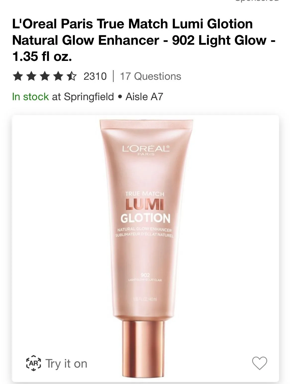 Product image for L'Oréal  true match LUMI GLOTION