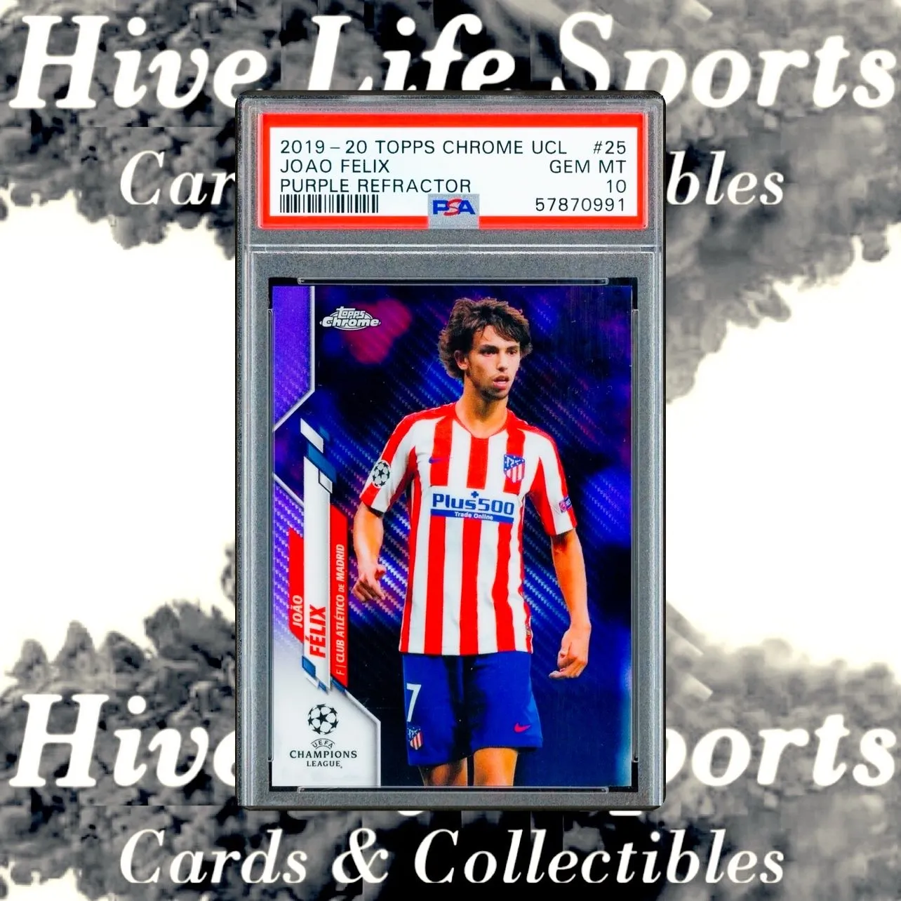 Product image for Joao Felix 2019-20 Topps Chrome UCL Purple Refractor #25 Atletico Madrid PSA 10