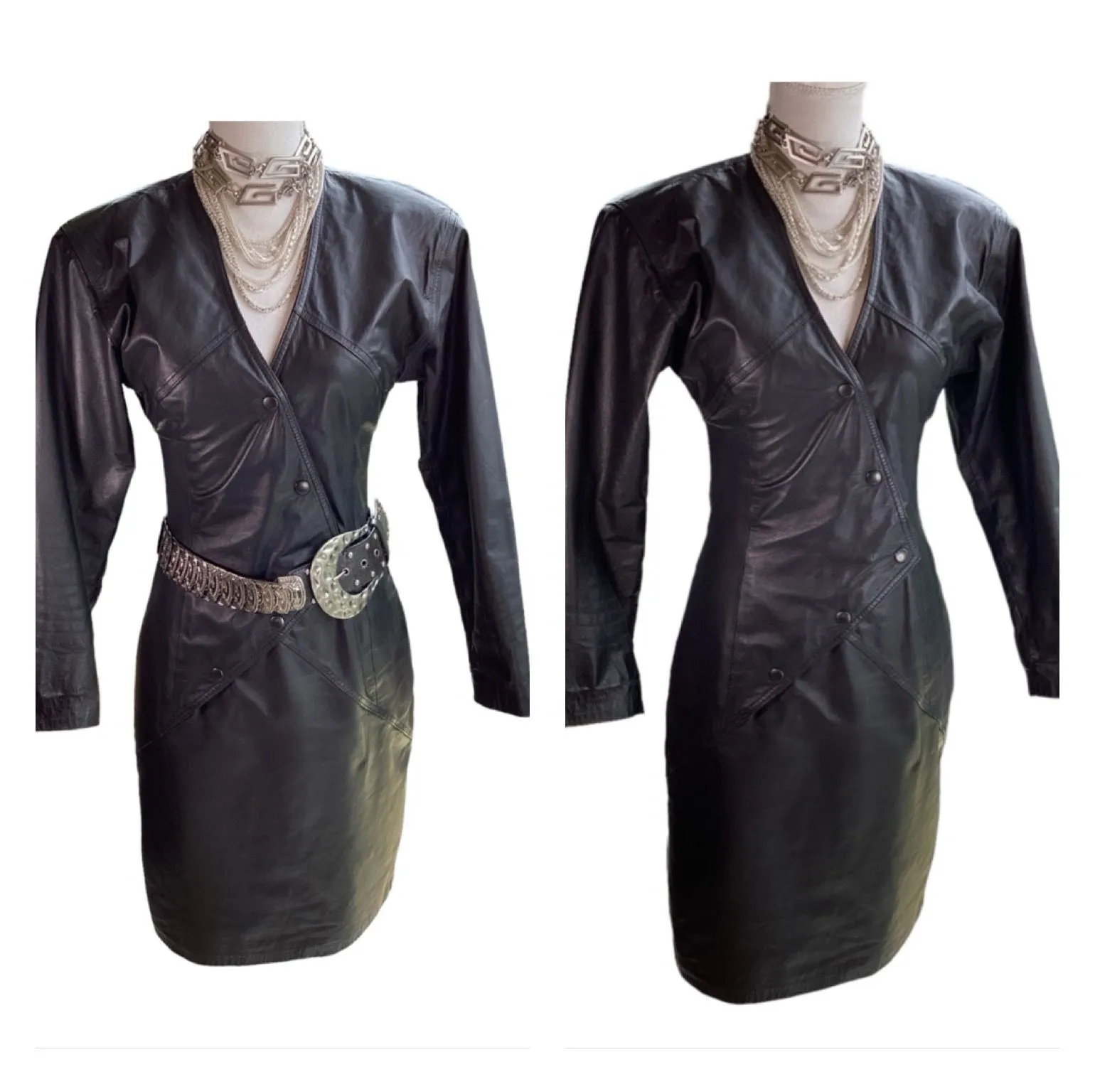 Product image for Winlit 1980's Black Leather Dress(t20)