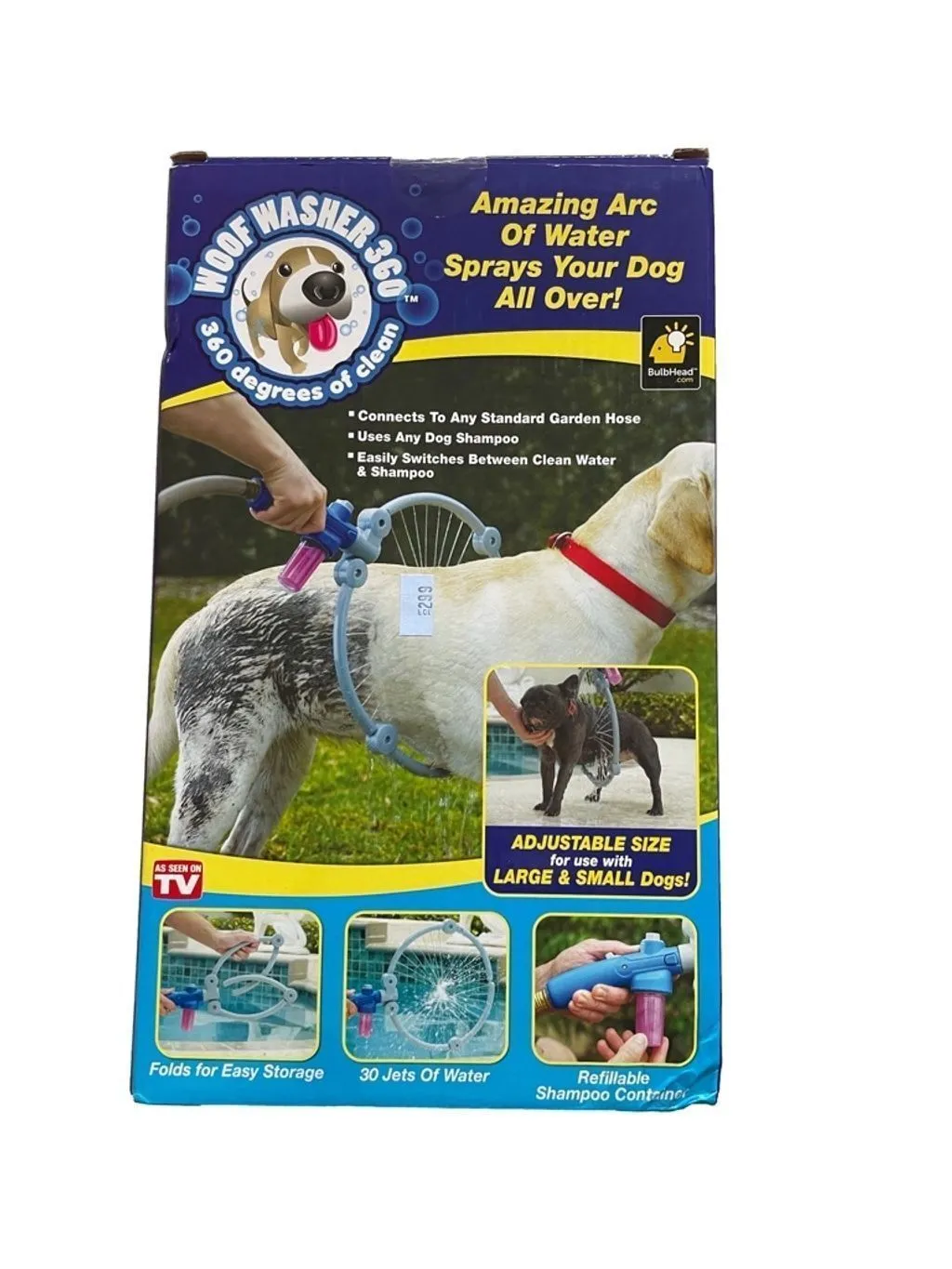 Product image for Woof Washer 360 Dog Washing Tool, Adjustable Size, Blue