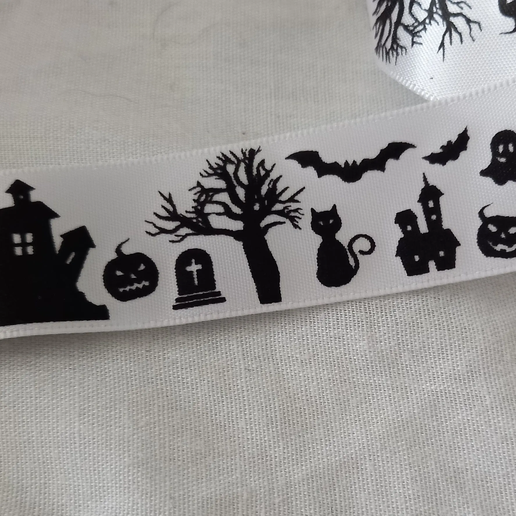 Product image for Black and White Spooky Halloween Ribbon