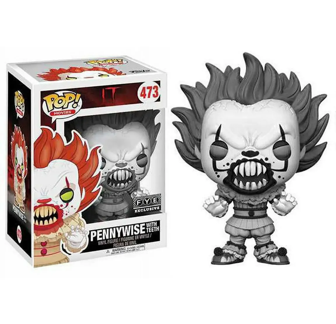 Product image for Pennywise (with Teeth) Black & White (473)(2018) | Horror Movies It