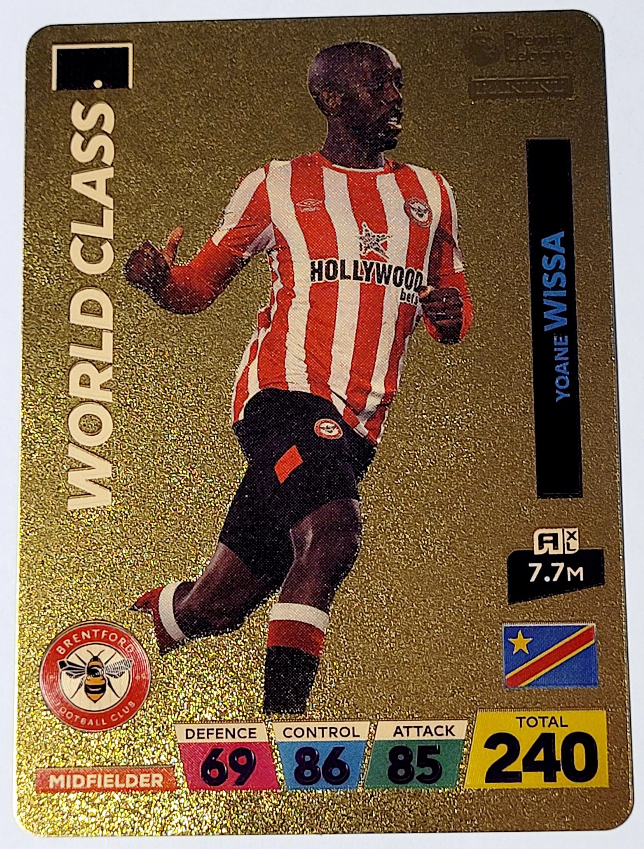 Product image for 2022 Yoane Wissa Panini World Soccer Stars World Class Plastic Gold Color Card Near Mint Condition. 