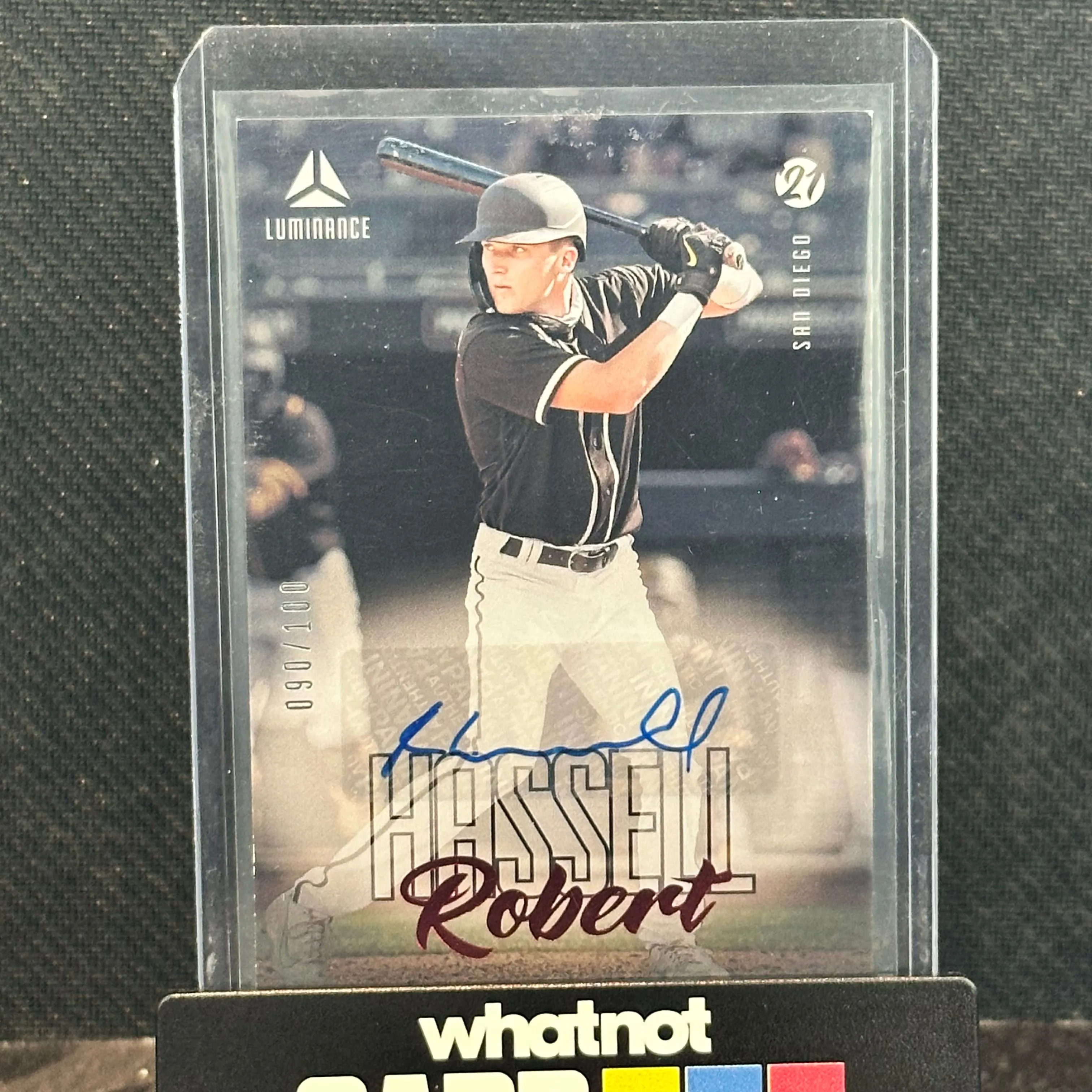 Product image for 2021 Panini Chronicles Luminance Red Auto /100 Robert Hassell MLB nationals Rook