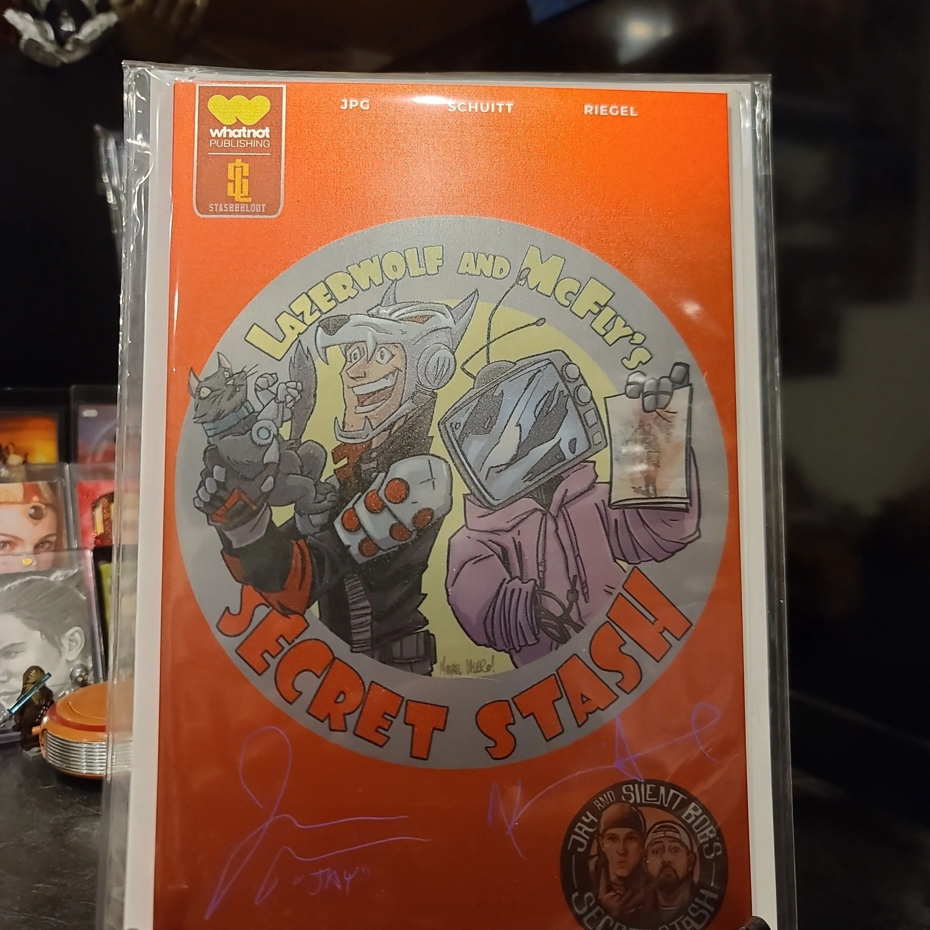 Product image for Lazerwolf #1 Jay and Silent Bob Secret Stash-Metal dual signed Kevin Smith & Jason Mewes