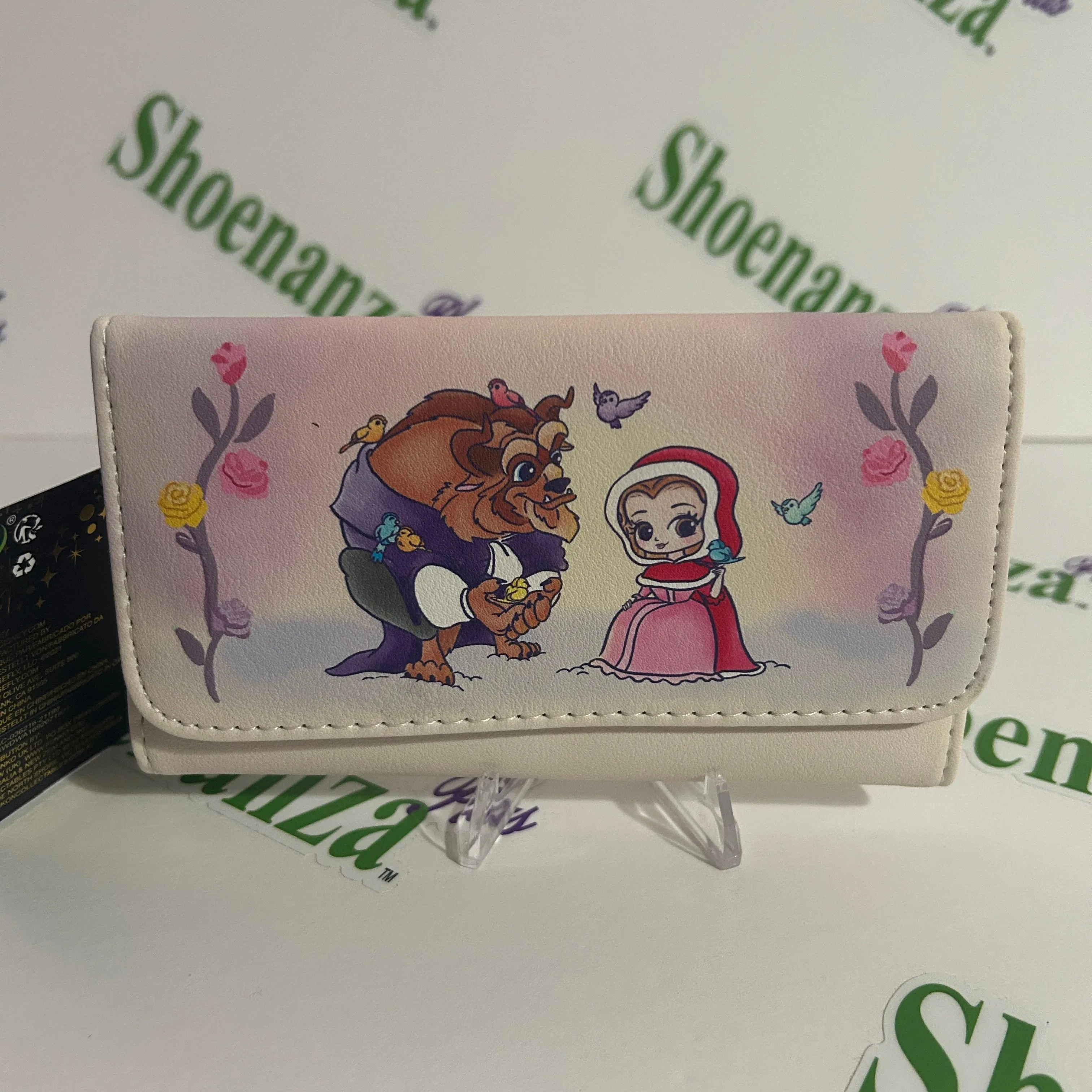 Product image for Loungefly Flap Wallet Disney Beauty The Beast Belle Chibi Floral Winter Scene