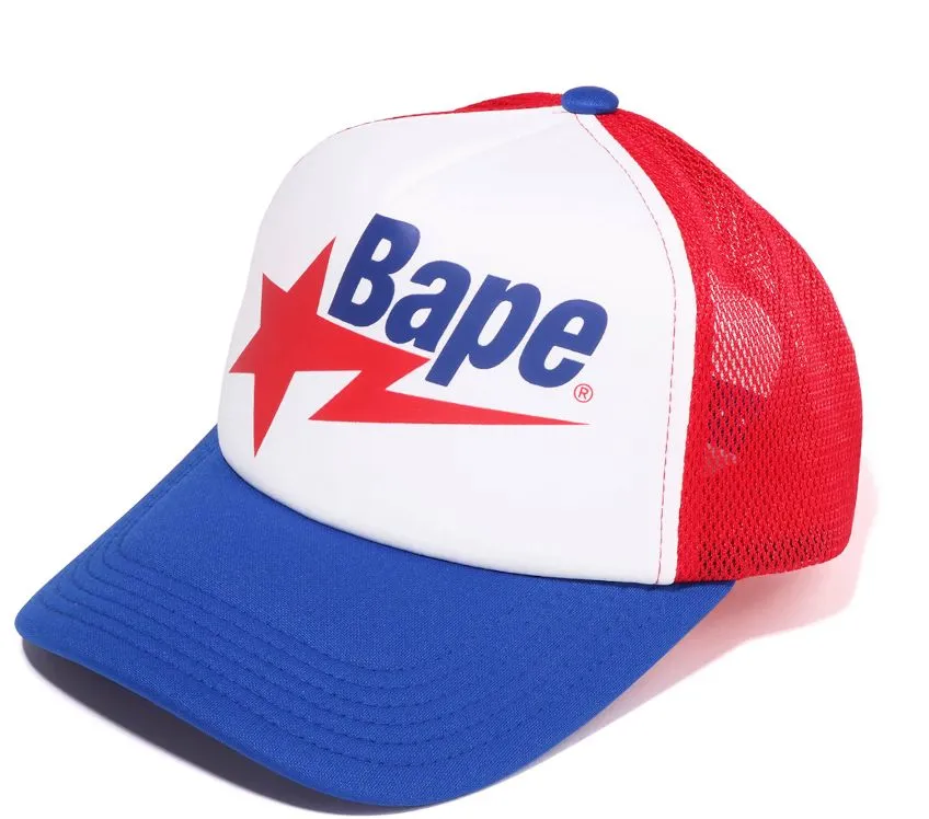 Product image for Headgear - Bape Sta Logo Trucker Hat Red/White/Blue