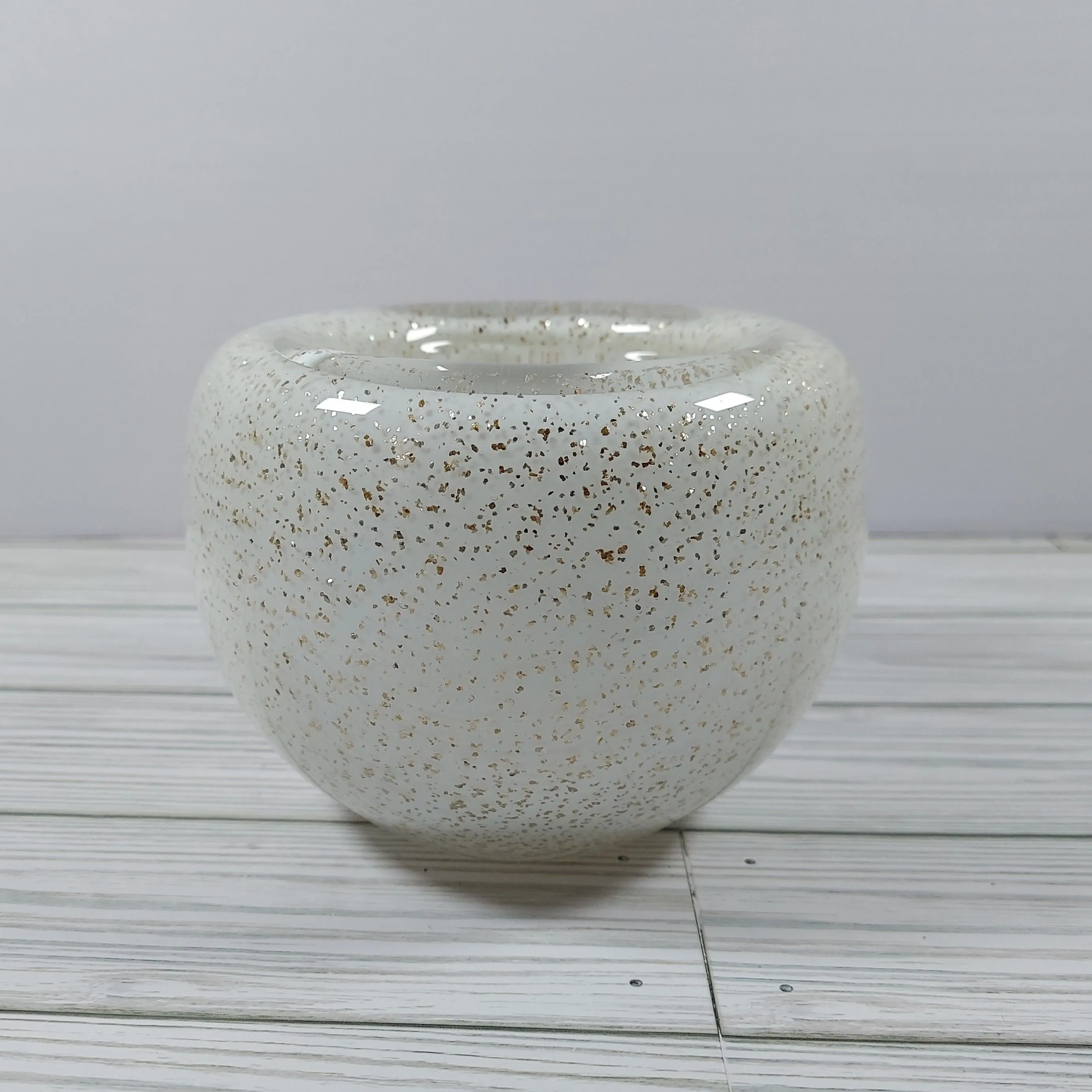 Product image for Viterra Sobert Collection Gold Glitter an White Glass Bowl Vase