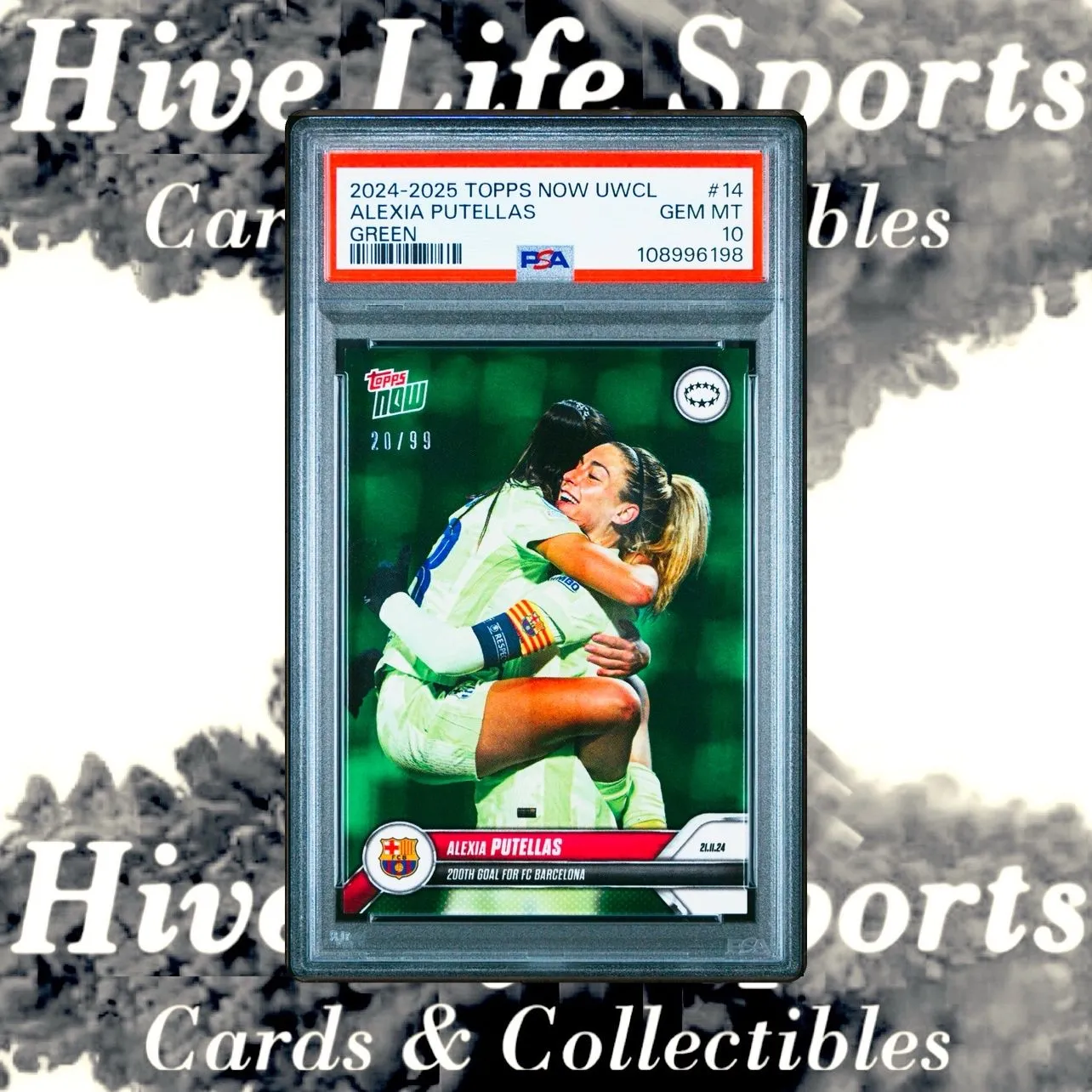 Product image for Alexia Putellas 2024-25 Topps Now UWCL Green /99 #14 Barcelona PSA 10