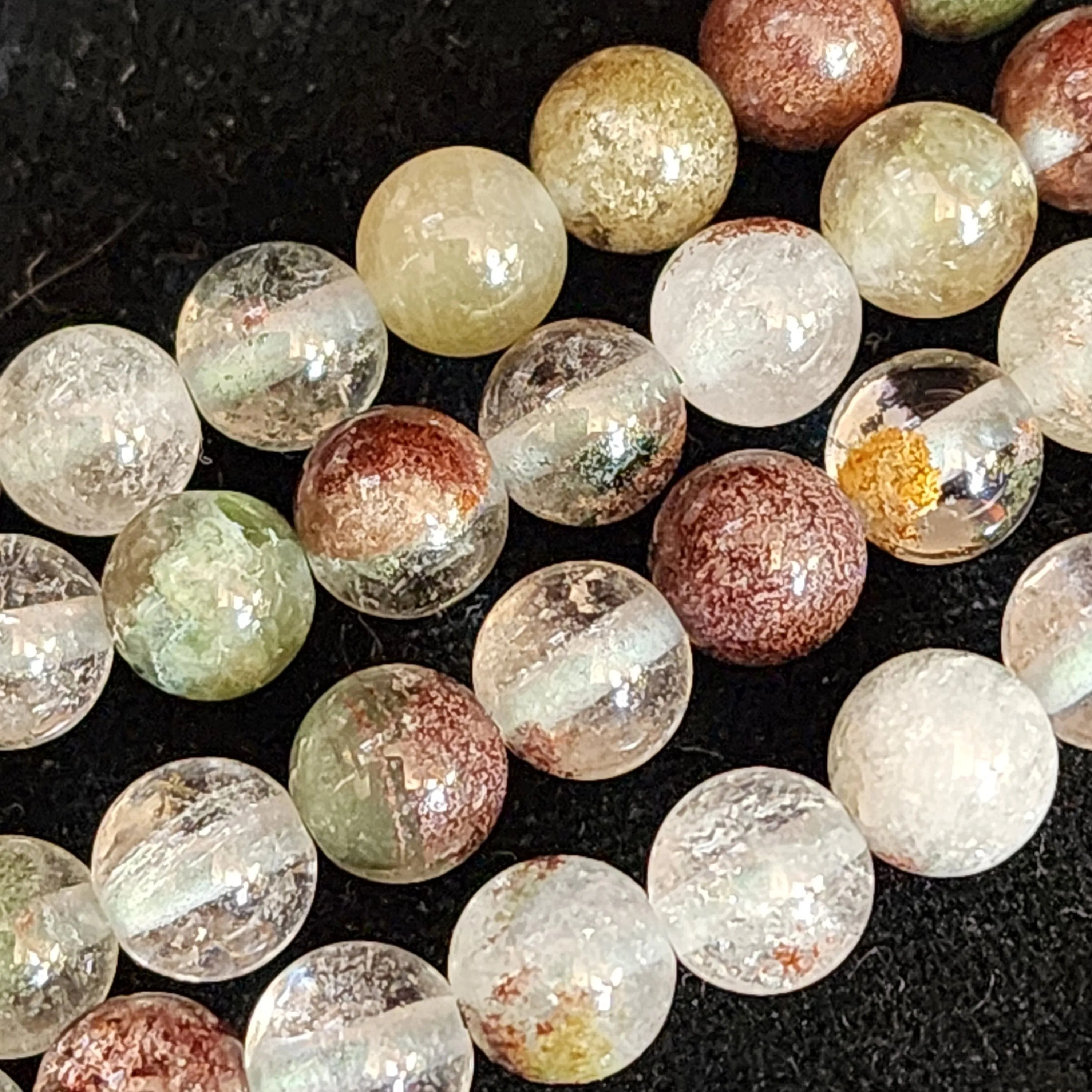Product image for #17R: Green Lodolite Round Beads,  6mm 