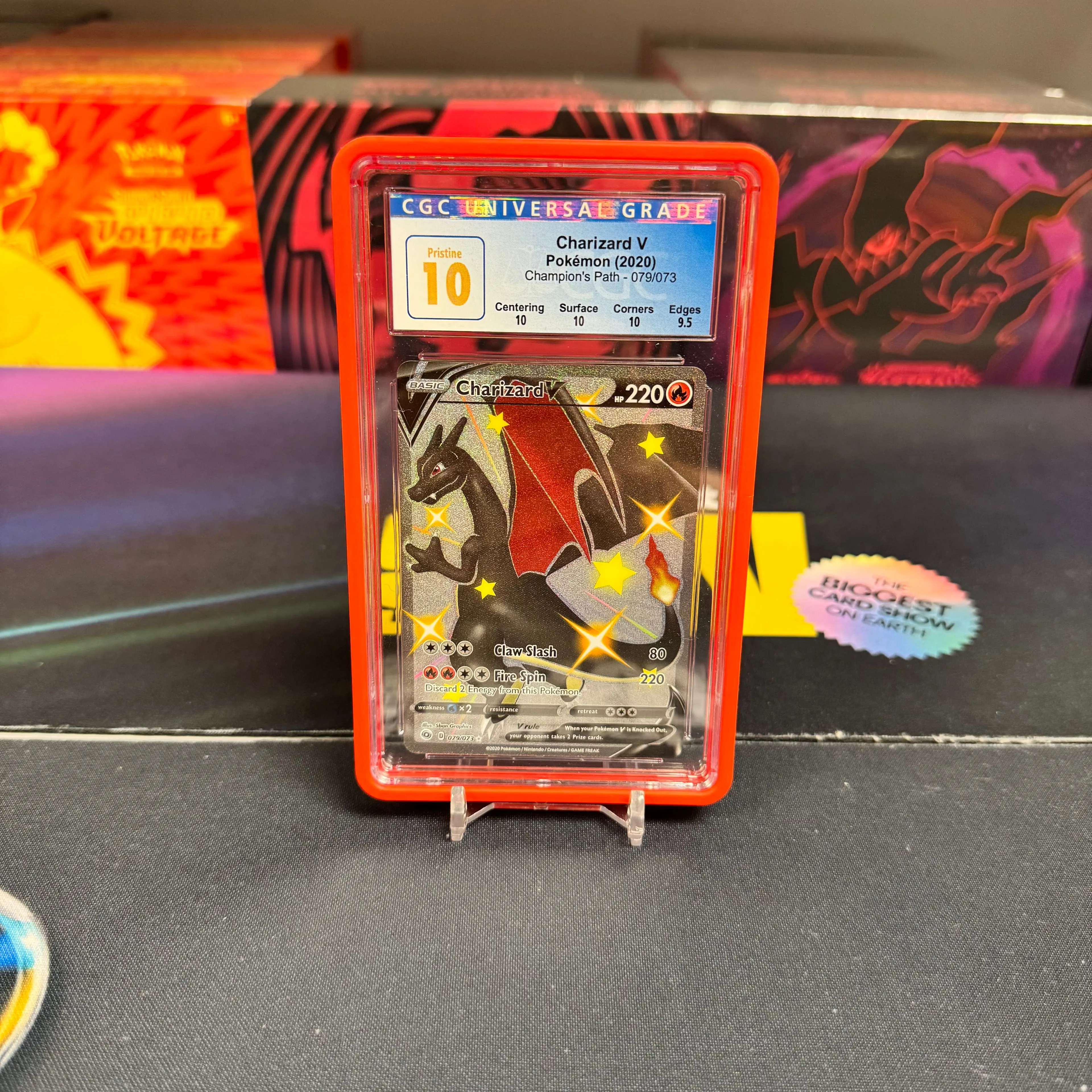 Product image for CGC Pristine 10 Pokémon 2020 Charizard V Champion's Path 079/073 *WITH GRADED GUARD*