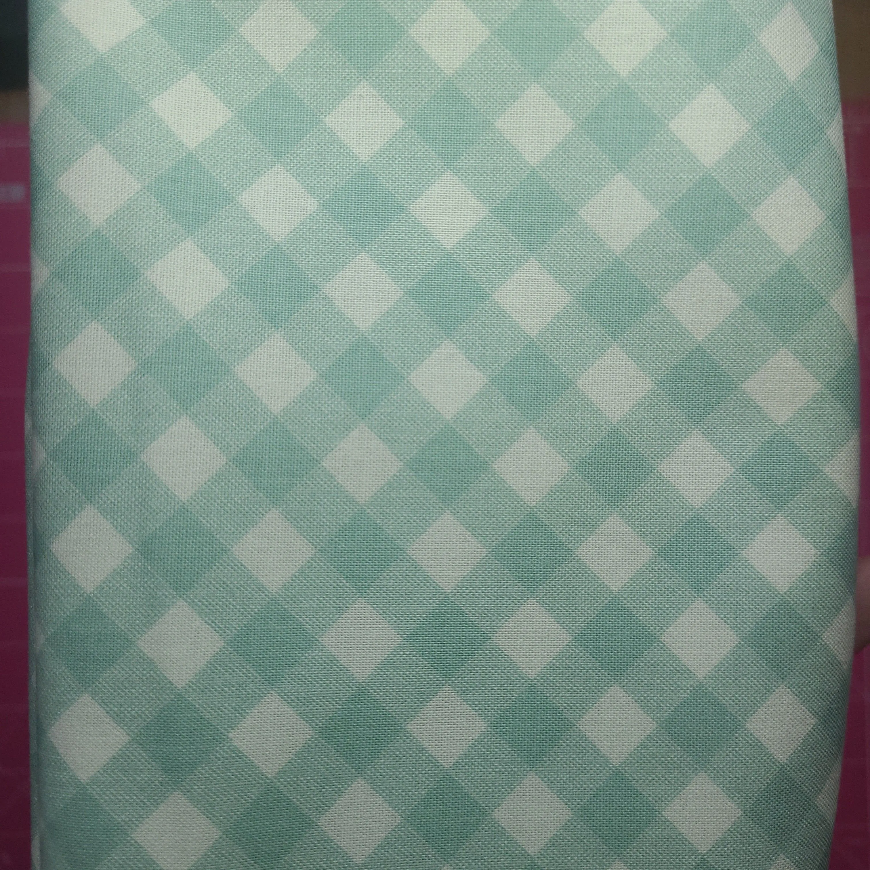 Product image for 1/2 yard. mint green gingham