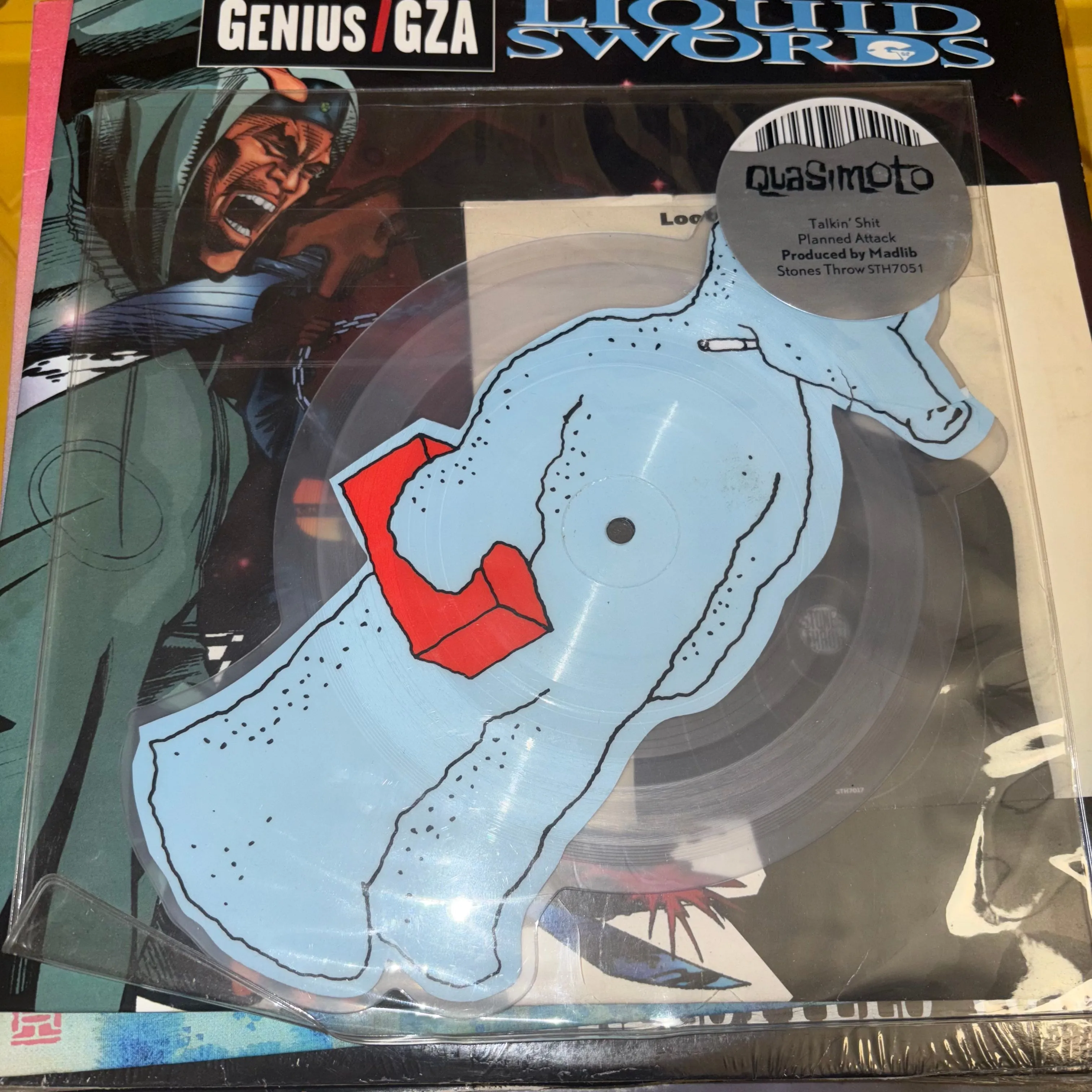 Product image for Quasimoto Talkin Shit/Planned Attack Vinyl Die Cut Blue Rare 7"