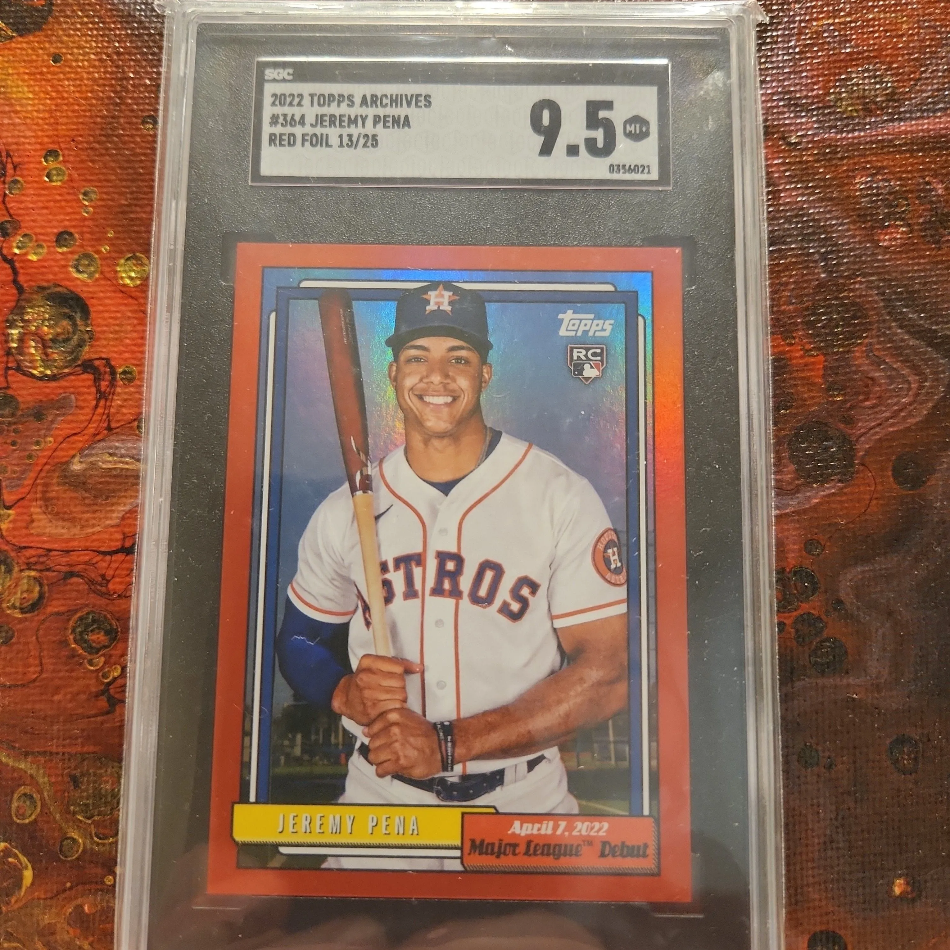 Product image for 2022 Topps Archives Jeremy Pena SGC Red Foil 9.5