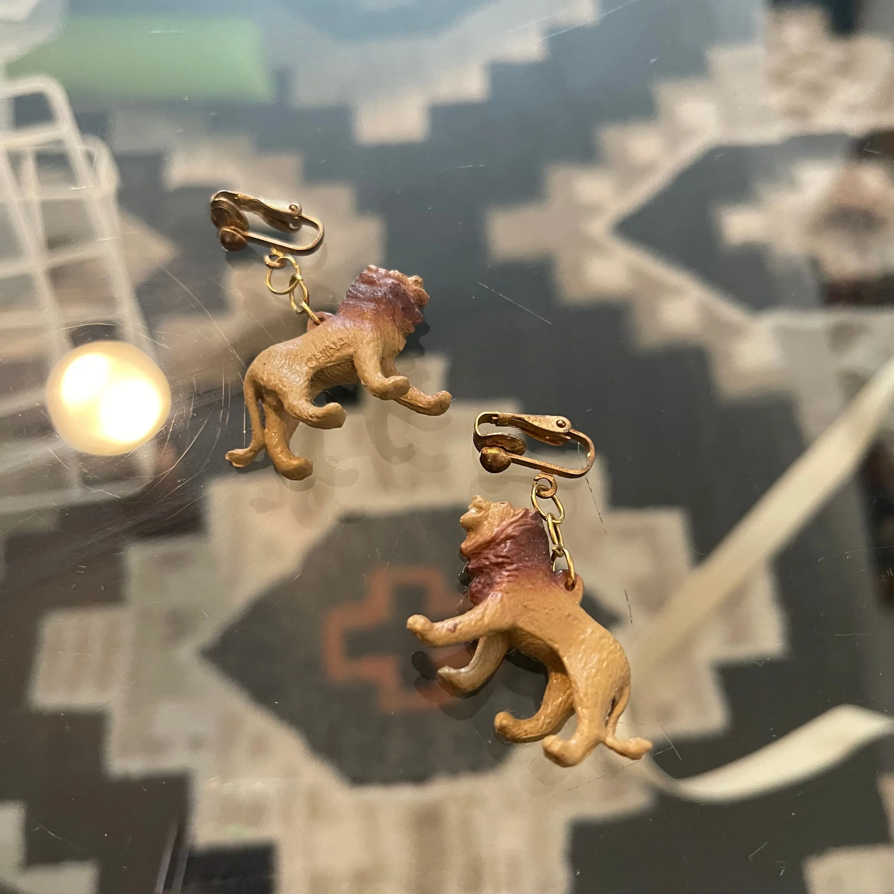 Product image for Lion clip on animal earrings