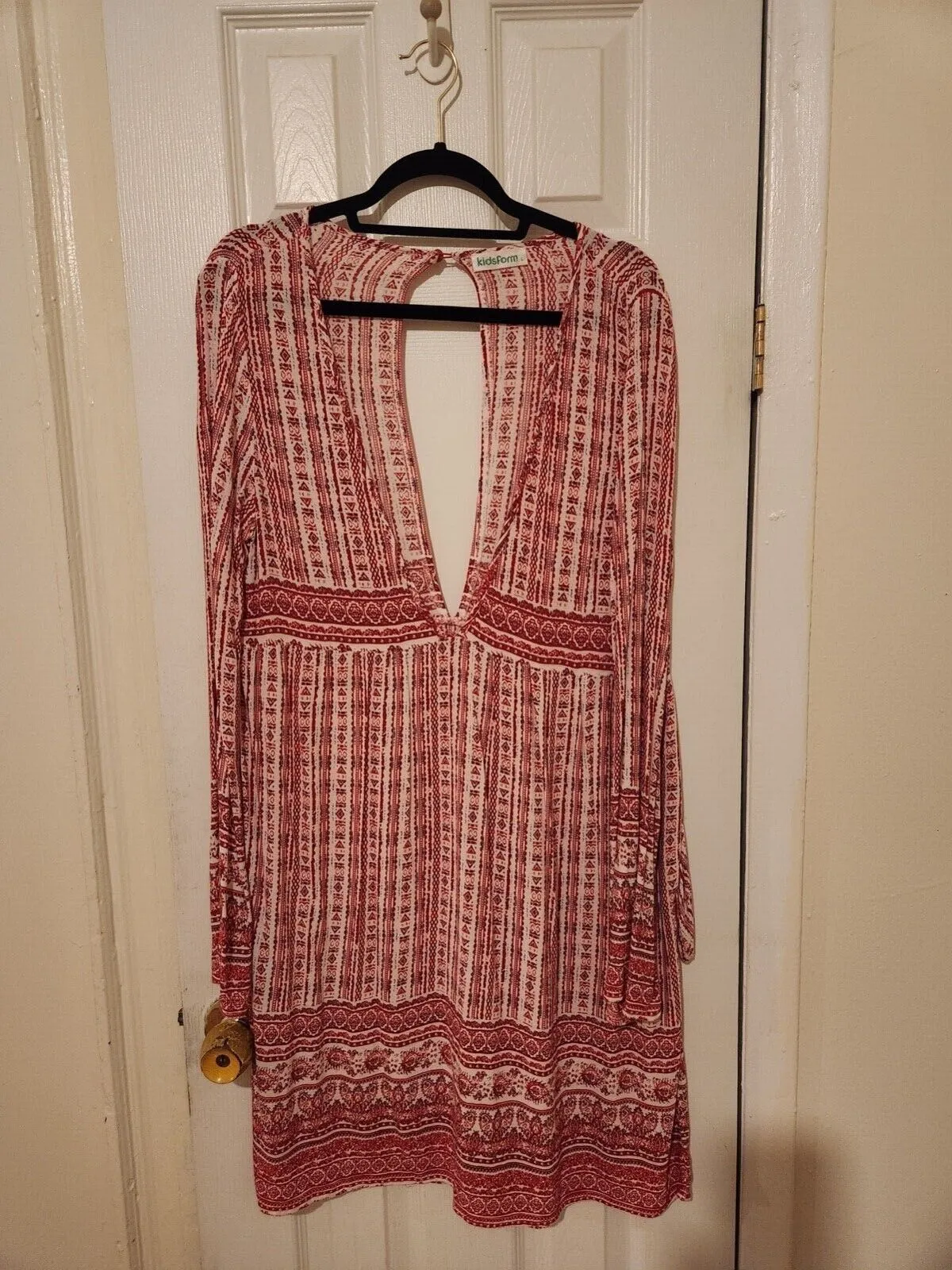 Product image for Kidsform Women Boho Dress Floral Printed Deep V-Neck Size L