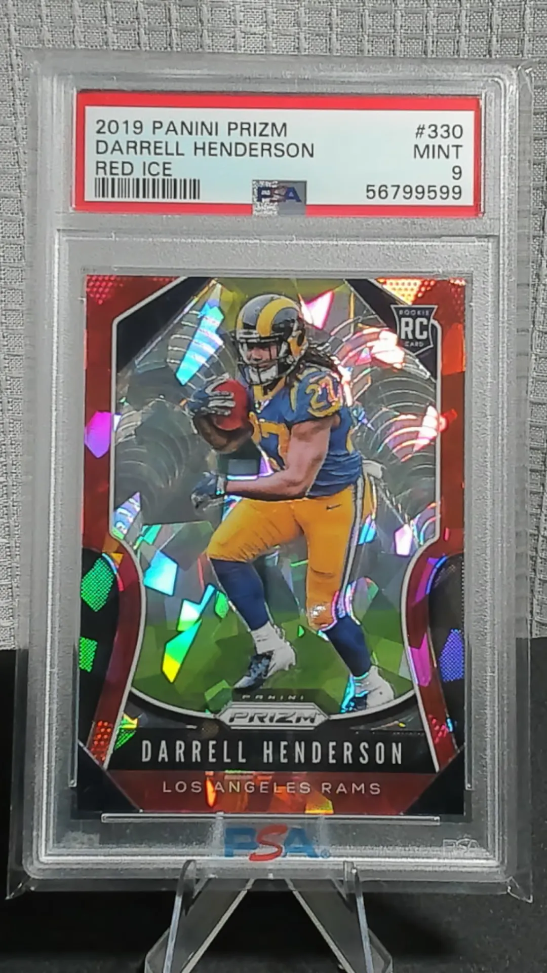 Product image for Darrell Henderson 2019 Prizm Red Cracked Ice PSA 9