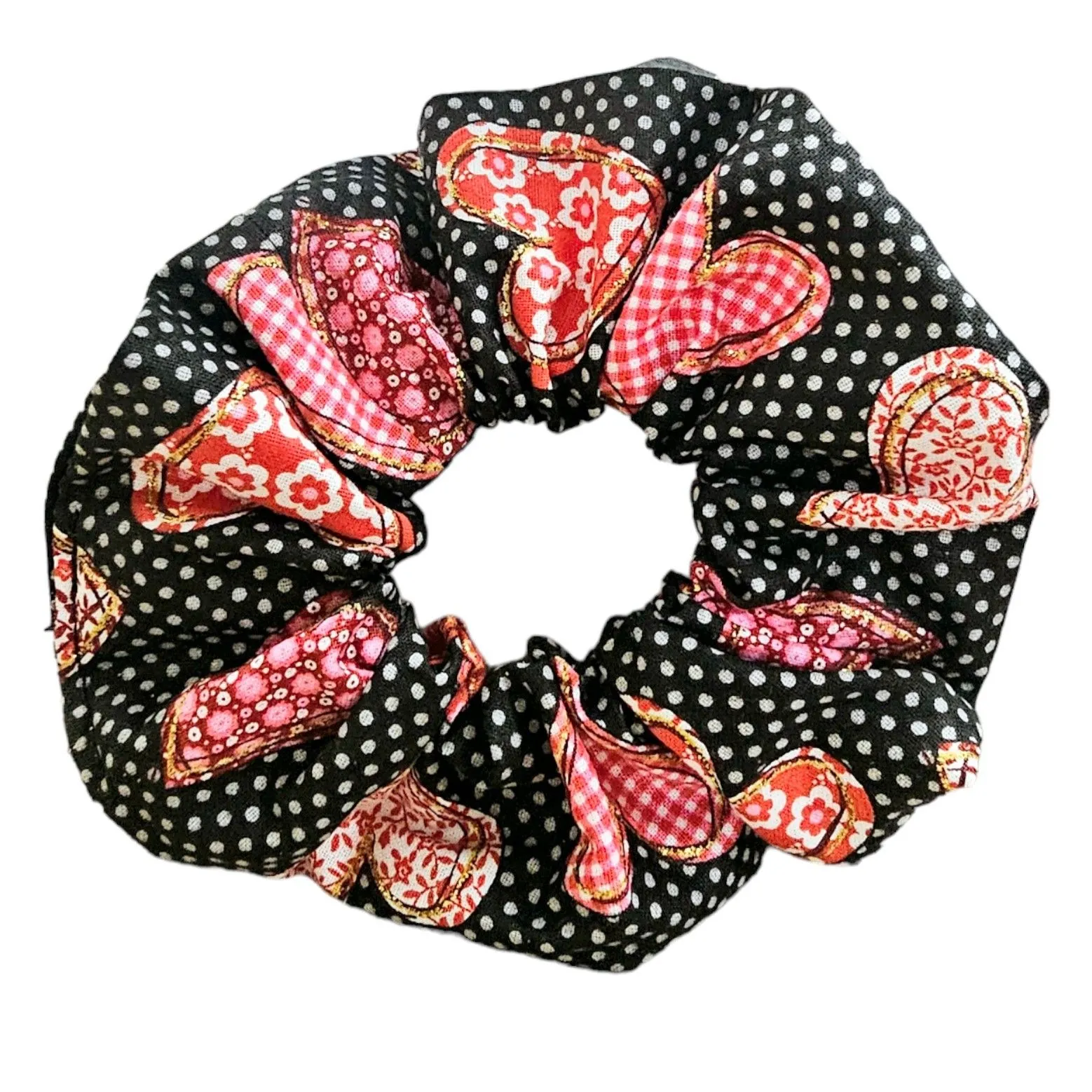 Product image for Valentines Day Hearts on Black Scrunchie