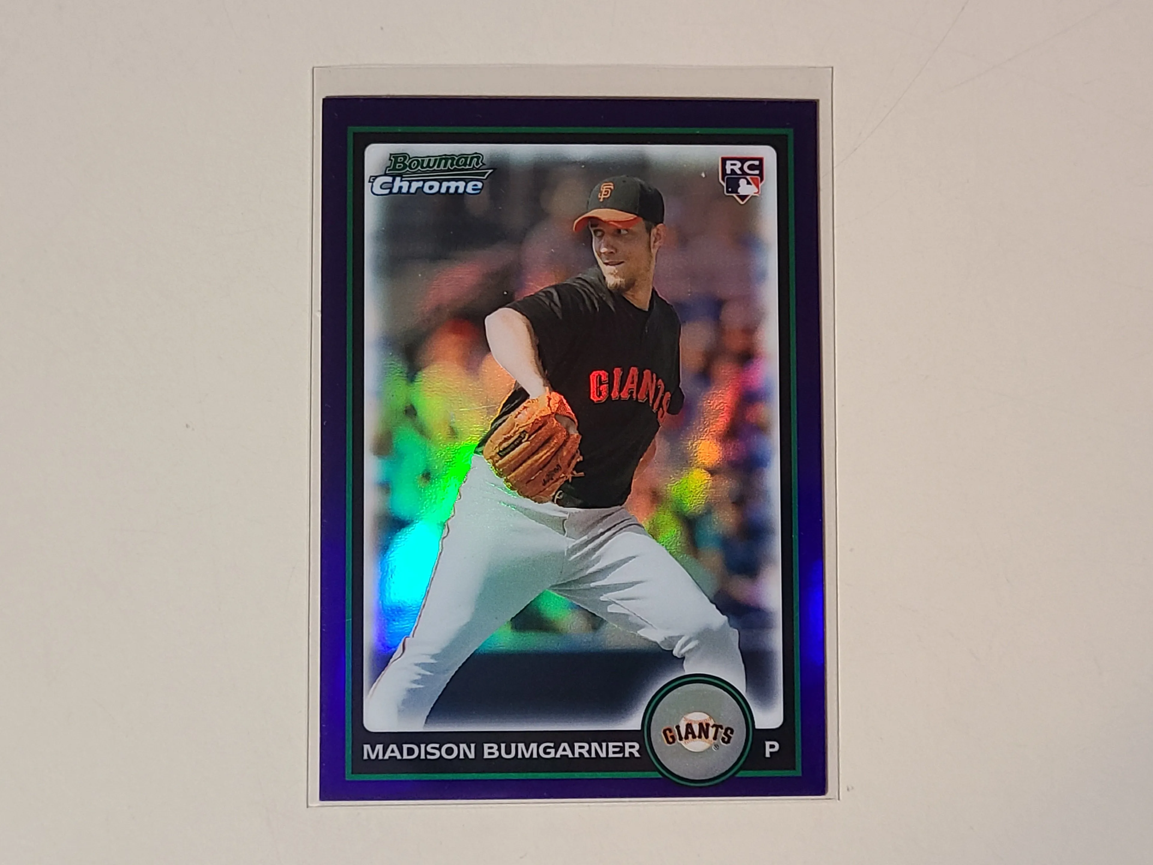 Product image for Madison Bumgarner 2010 Bowman Chrome Purple Refractor RC Rookie