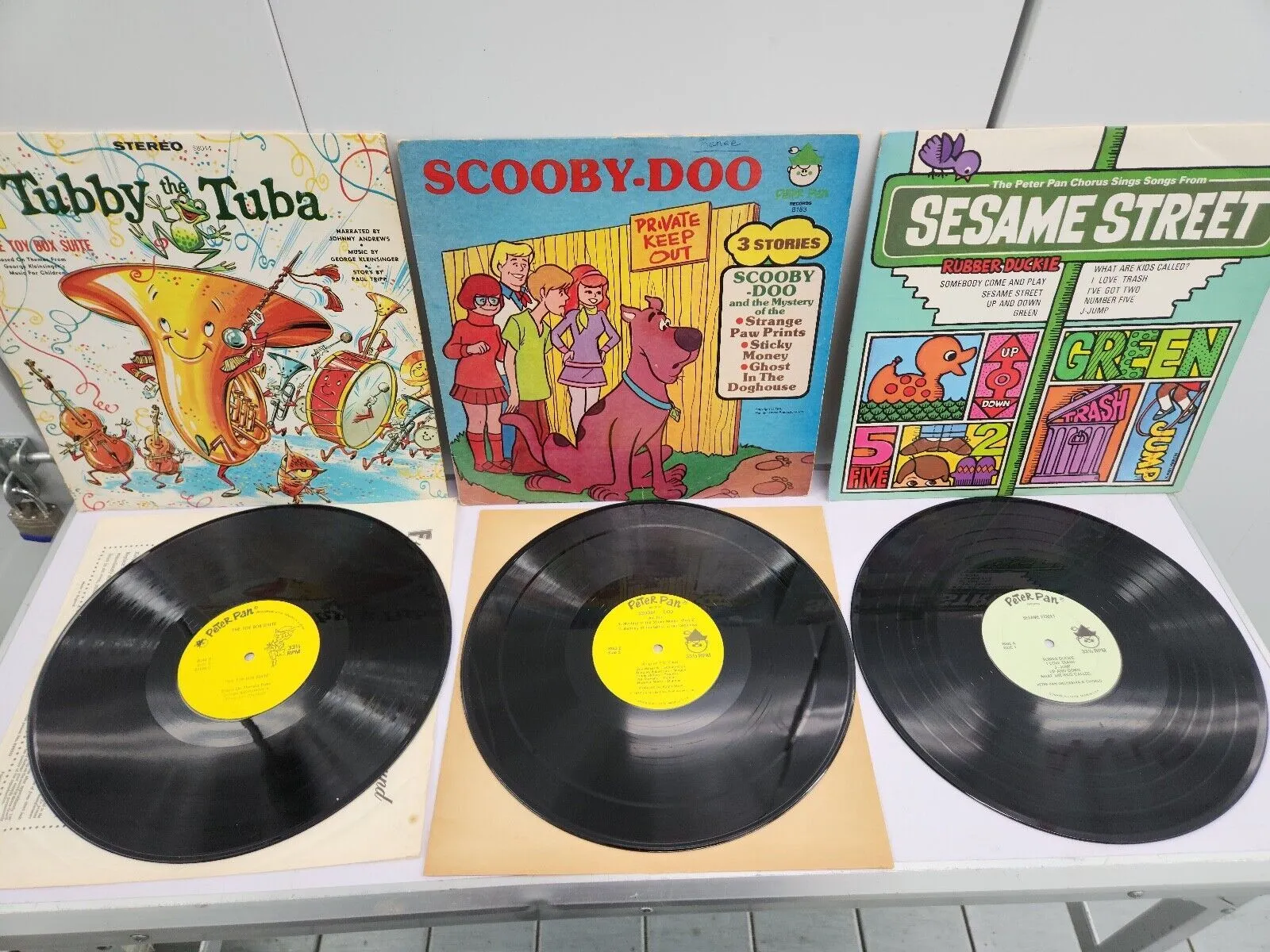 Product image for 3 Children's Vinyl Records - Scooby-Doo - Sesame Street - Tubby the Tuba