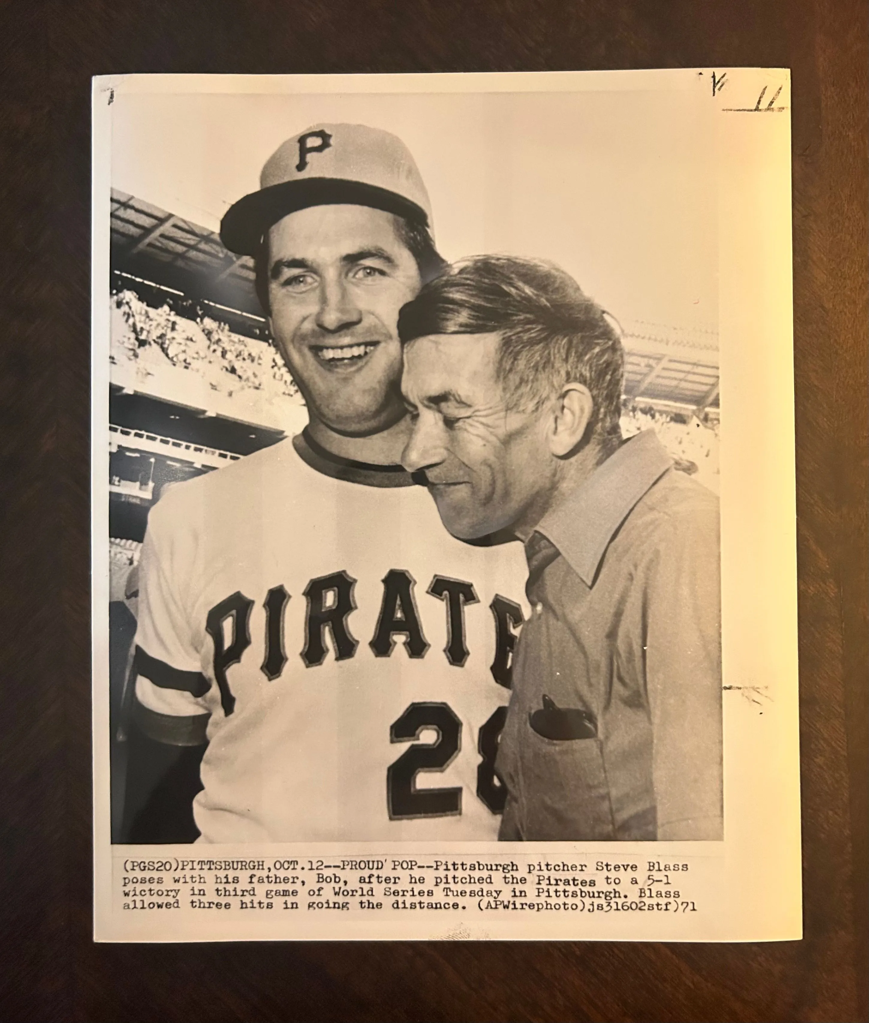 Product image for Rare , Vintage , Original Steve Blass AP Wire photo '71 WS